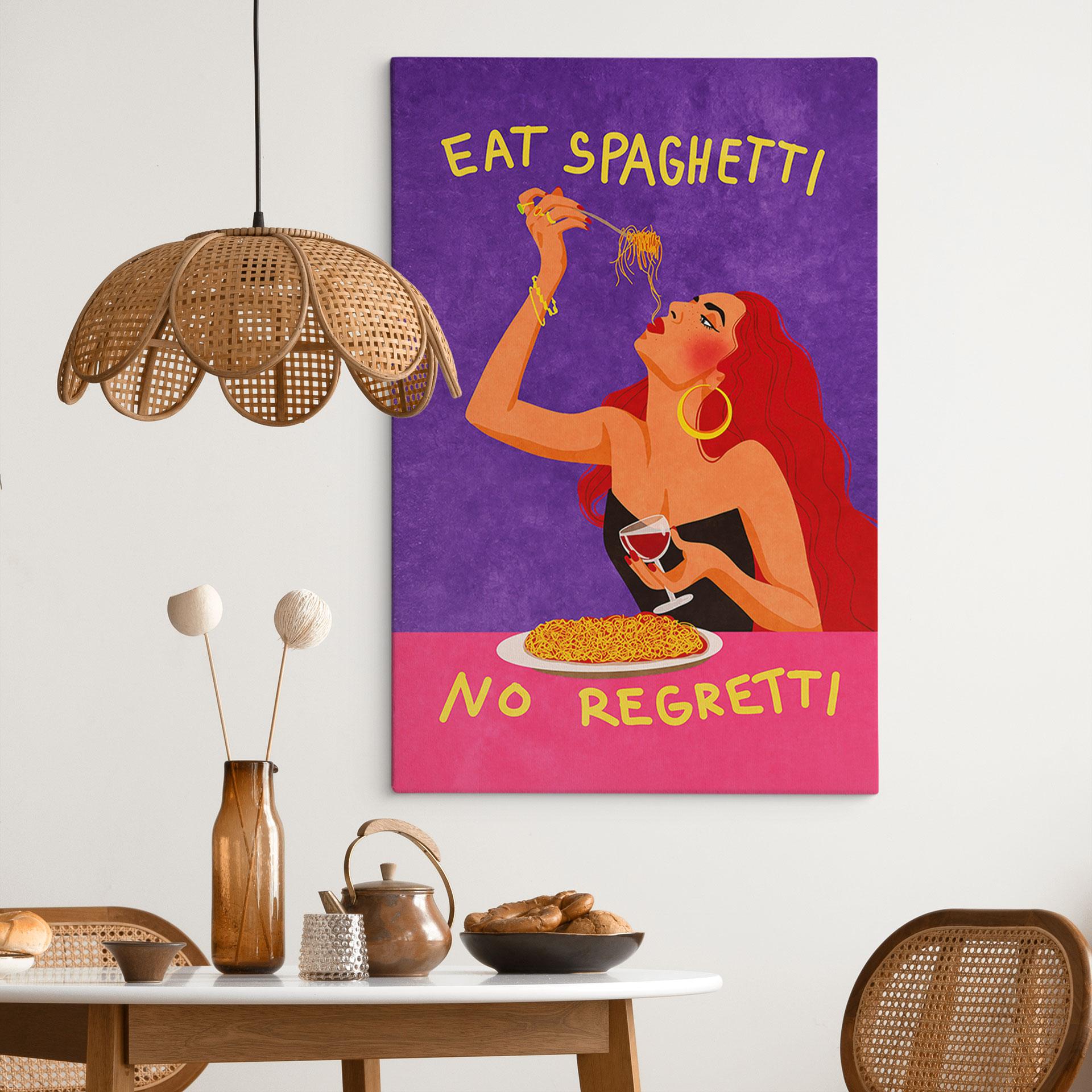 Lærredsprint - Spaghetti og vin - Oltmanns