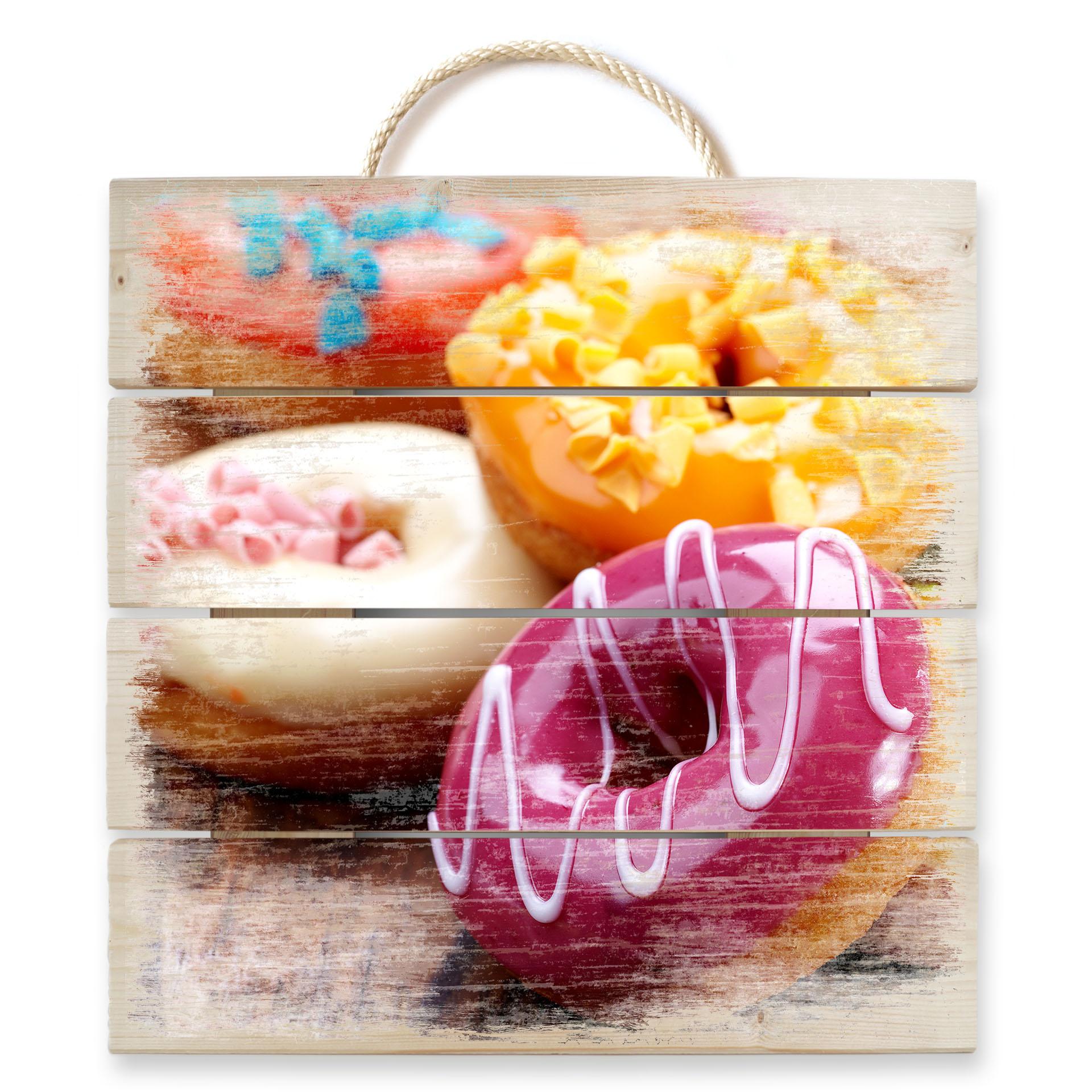 Cuadro de madera rosquillas de azúcar - 40x41,5 cm