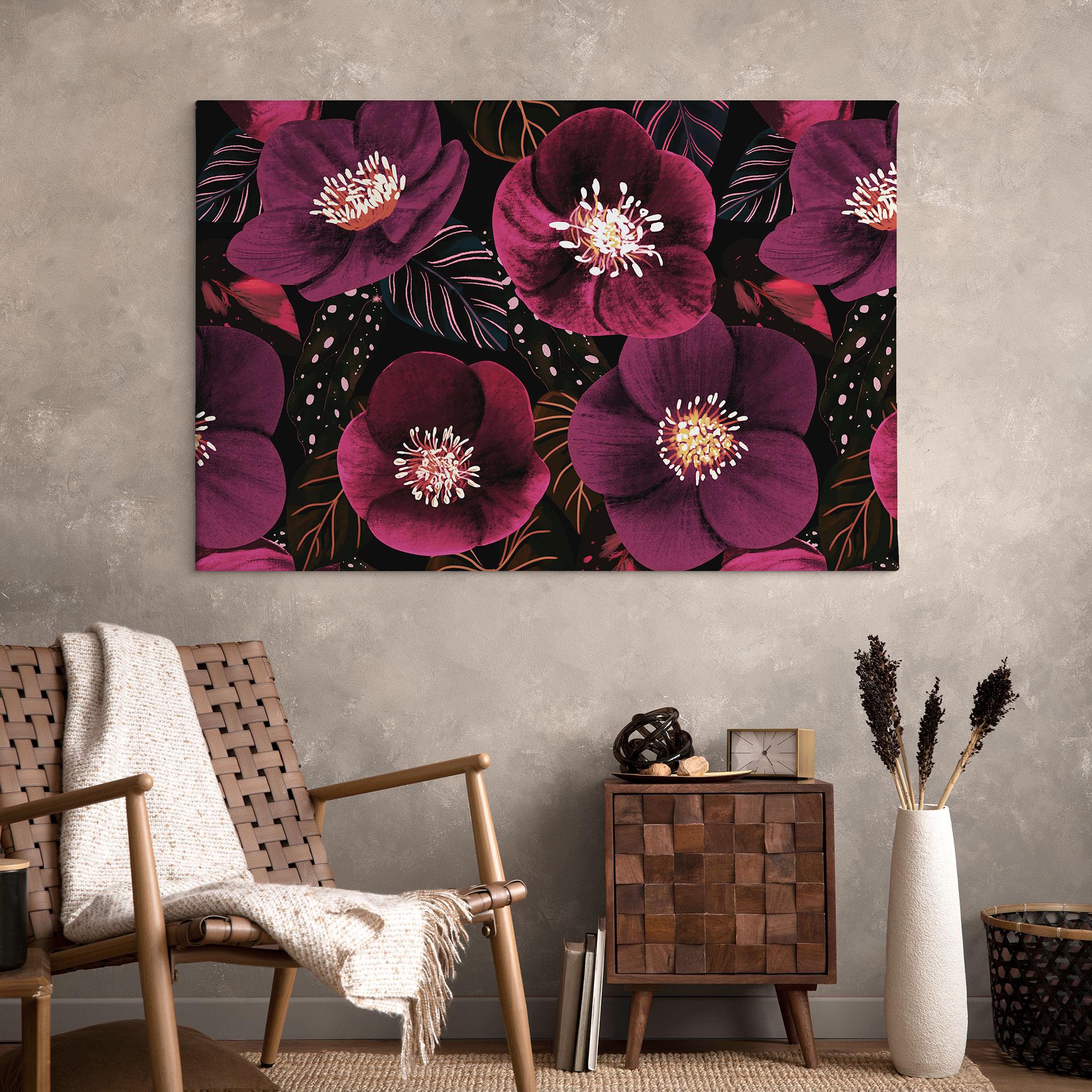 Canvasbillede Blomsterpragt i lilla toner - Anis-illustration