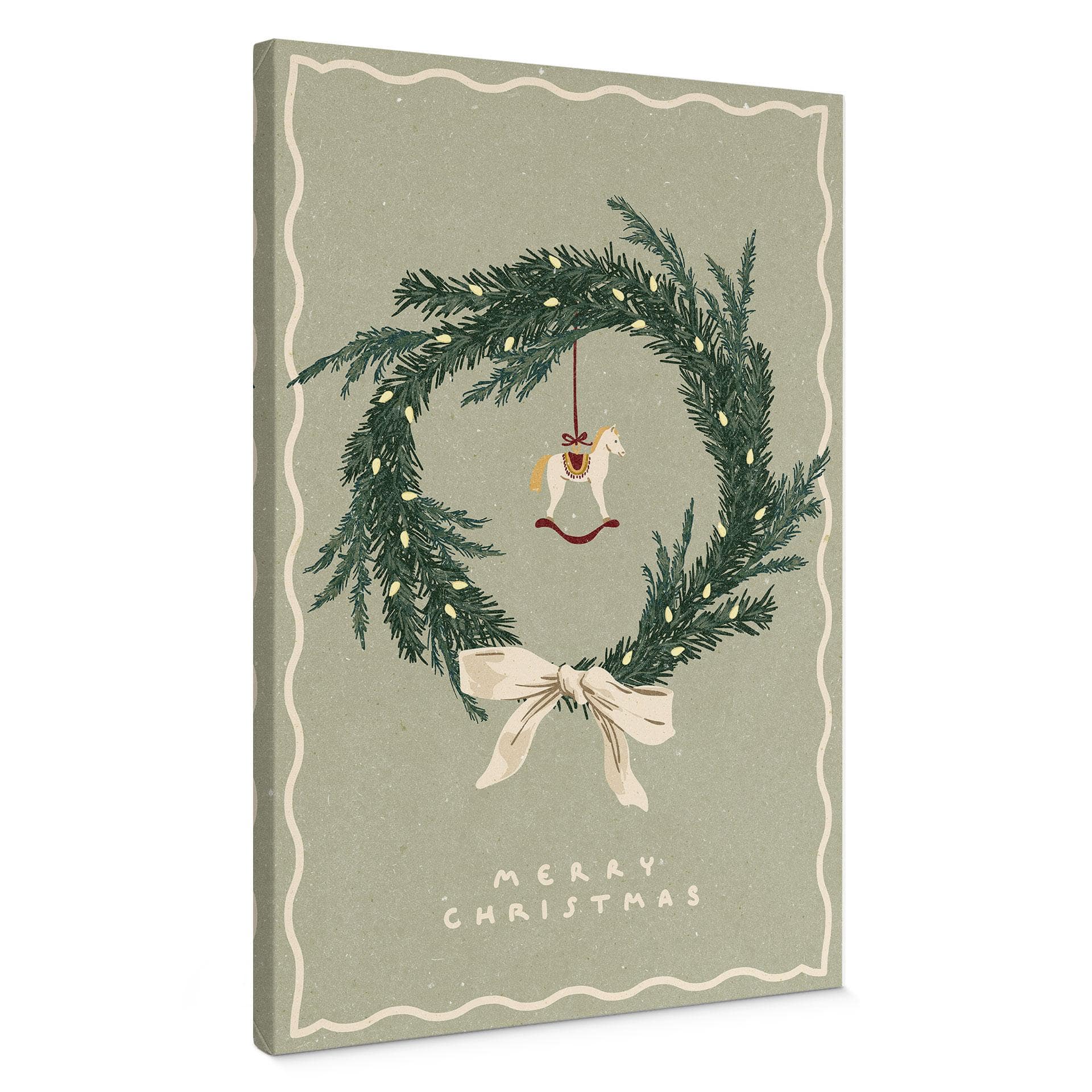 Canvasbillede Julekrans med gyngehest - NKTN