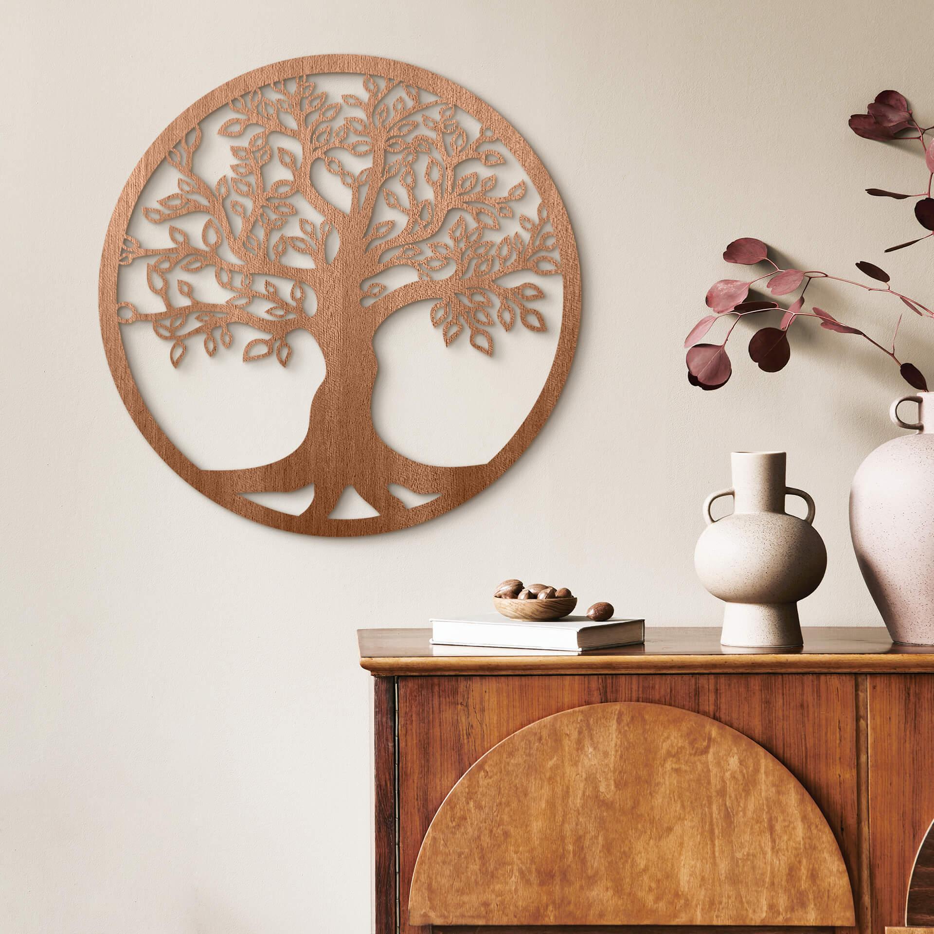 Decoración en madera de caoba - árbol de la vida