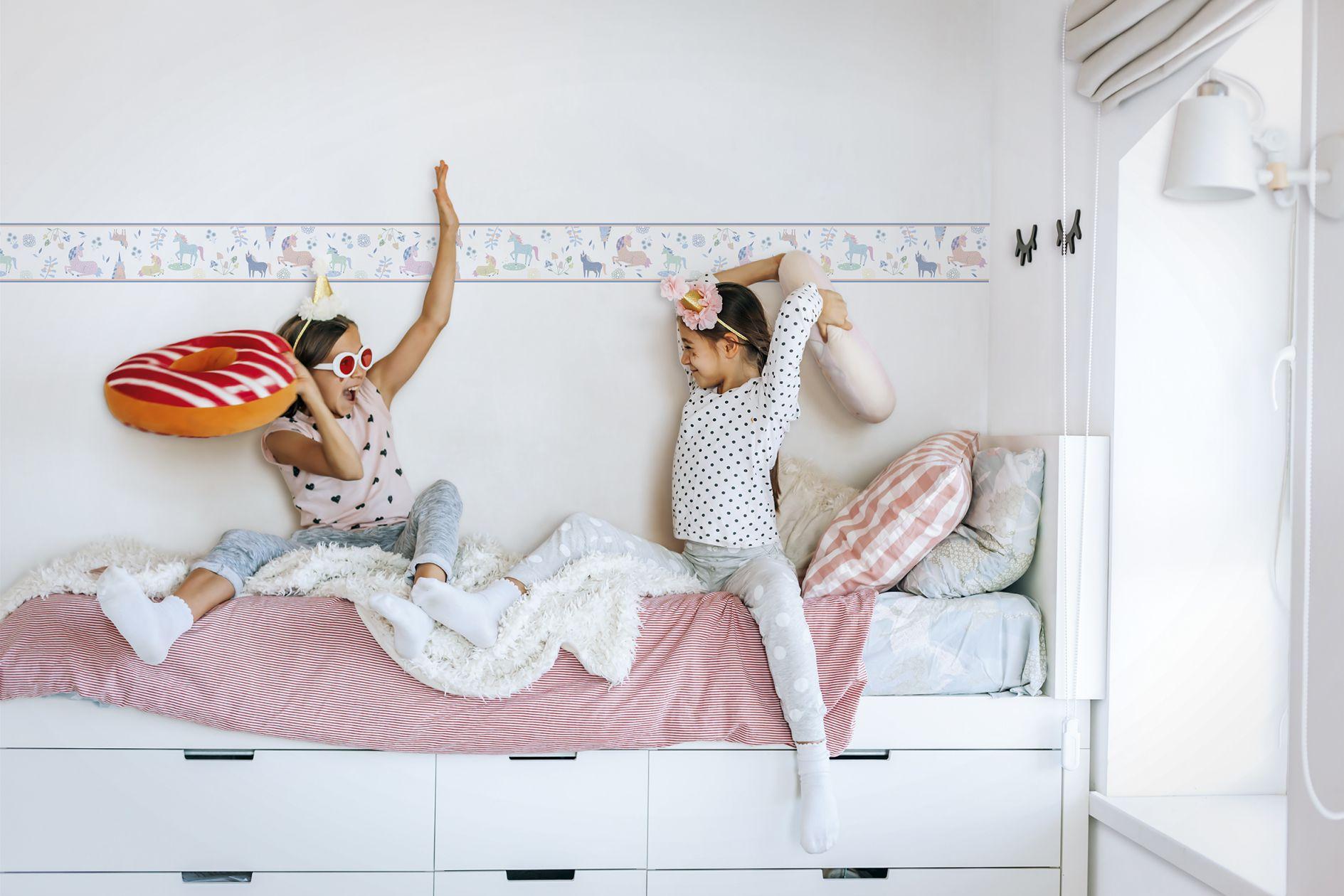 Carta da parati, tessuto non tessuto Kids Walls bianco, multicolore