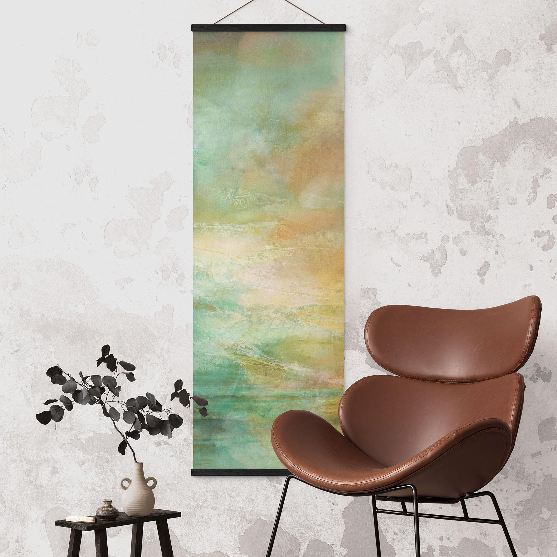Tekstil plakat Turkis-gyldent lys ved havet - Schmucker - Panorama