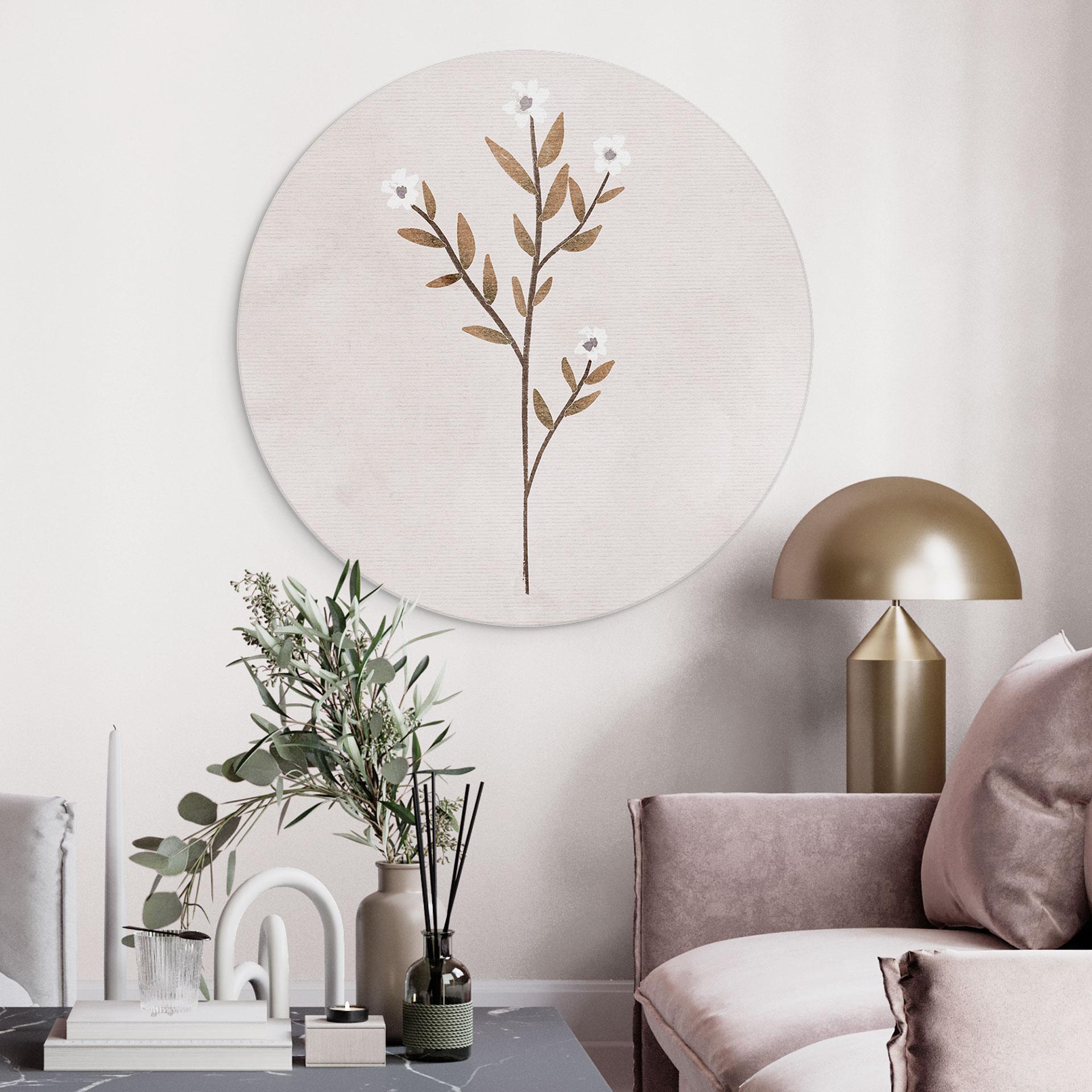 Billede Blomster Illustration - Forget-me-not - Goed Blauw - rund – print på aluminium (Alu-Dibond)