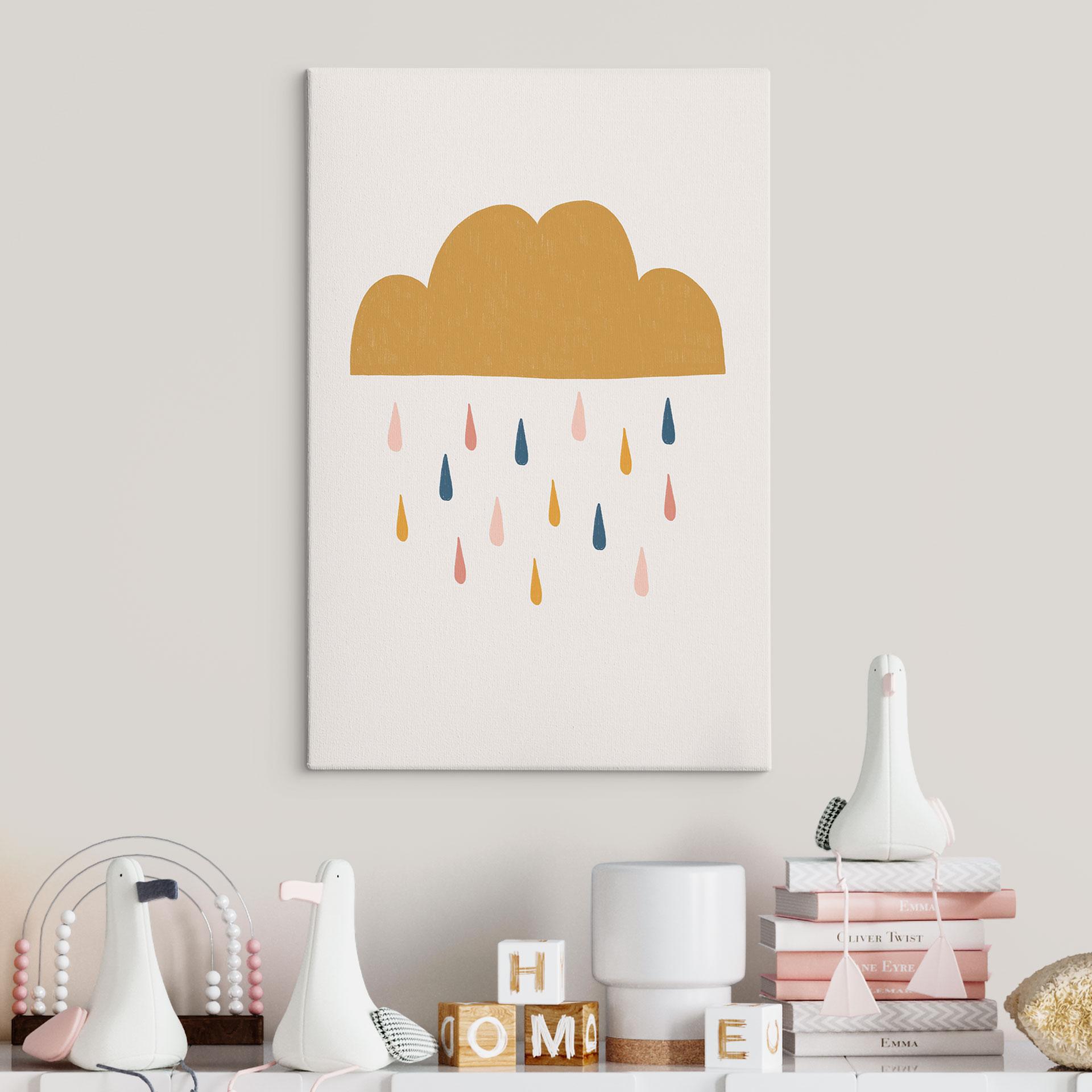 Lærredsprint - Munter regn i pastelfarver - Menina Lisboa