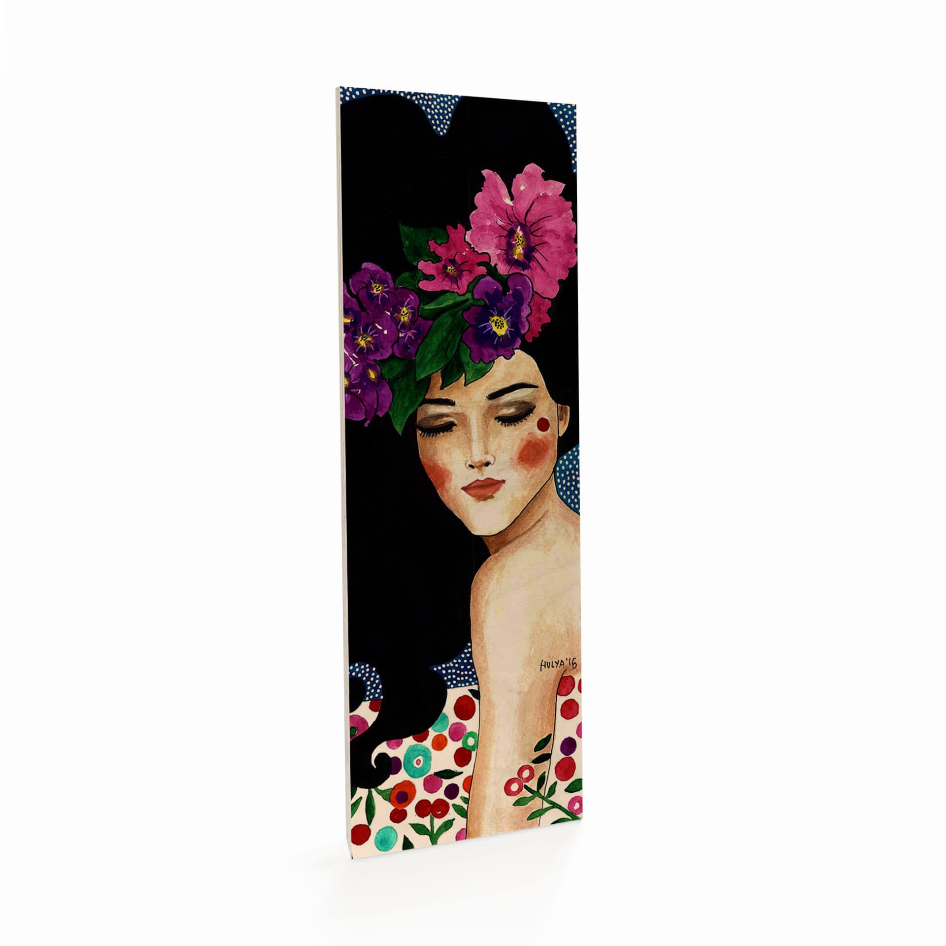 Holzbild Hülya - Flüsterndes Herz - Panorama - 10x30 cm