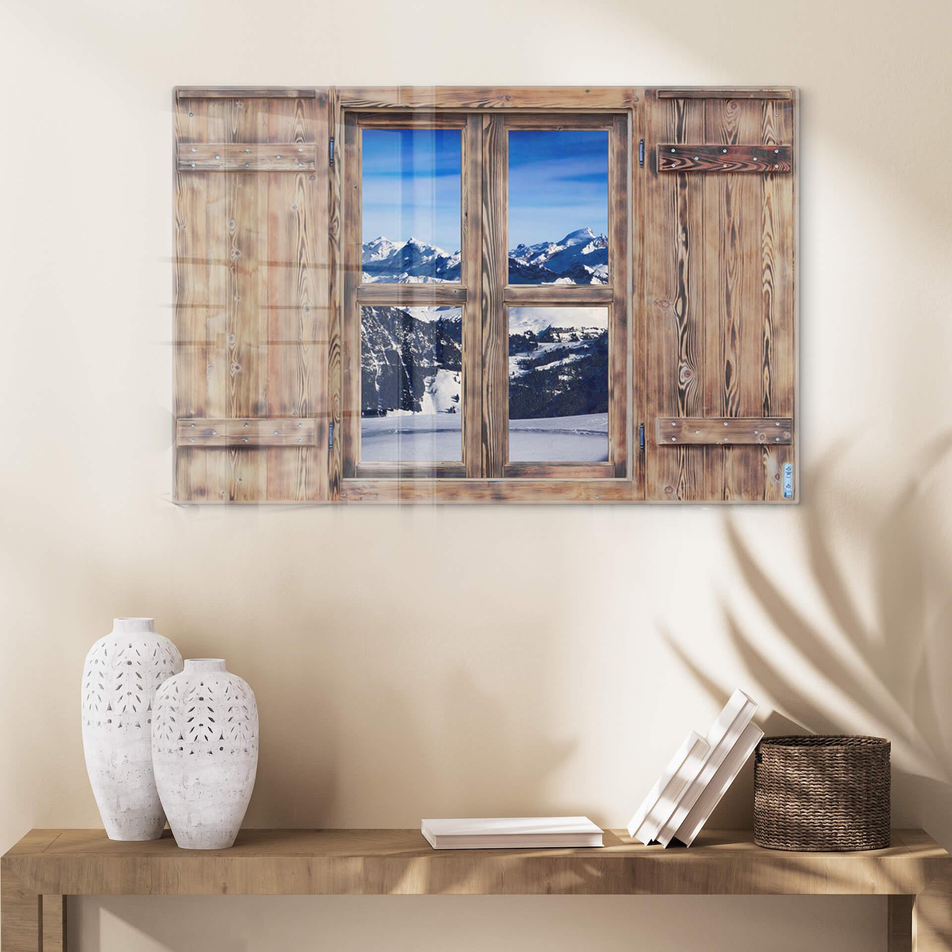 Trompe L'oeil op glas - Alpenpanorama