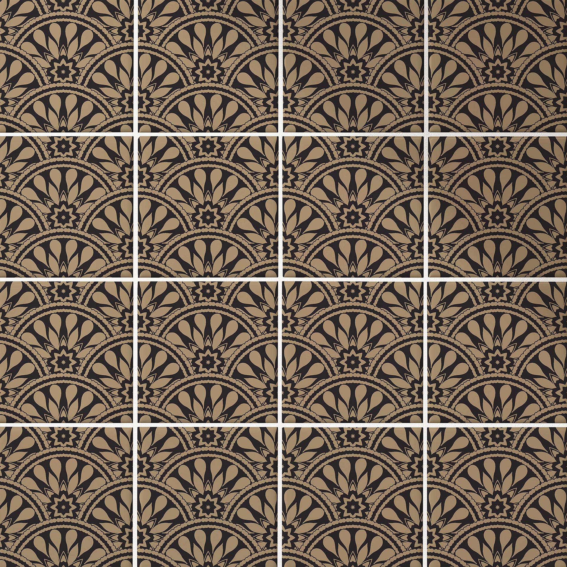 Azulejos Adhesivos Art Decó en negro y dorado - lote de 12