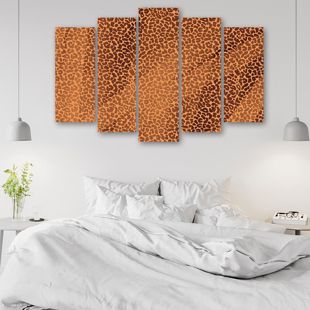 5 stykke lærredsprint, Leopard Leopard Pels Patches Mønster