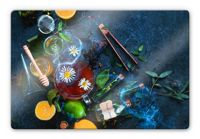 Glasschilderij Belenko - Chamomile and Tea