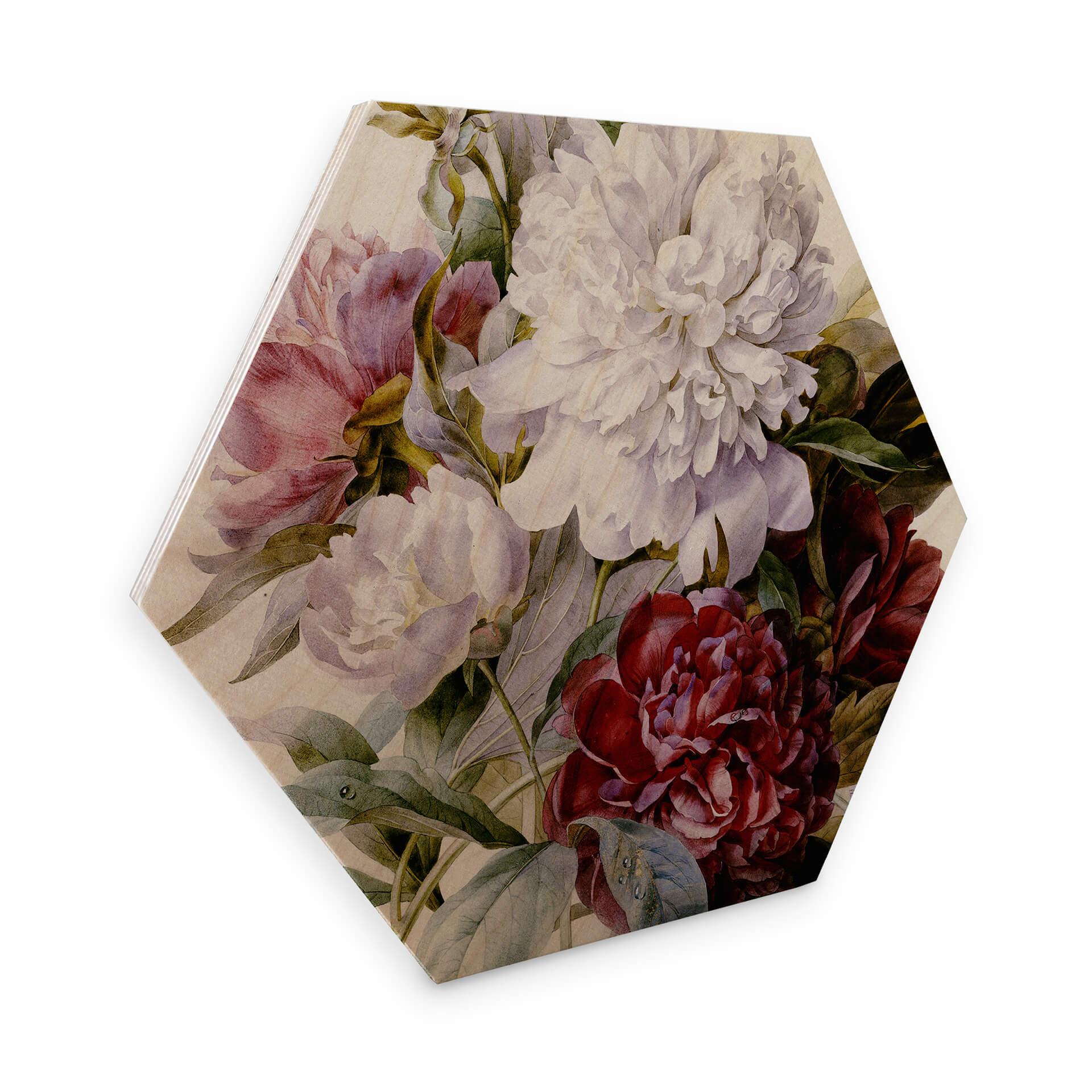 Hexagon Hout Redouté - Boeket Bloemen