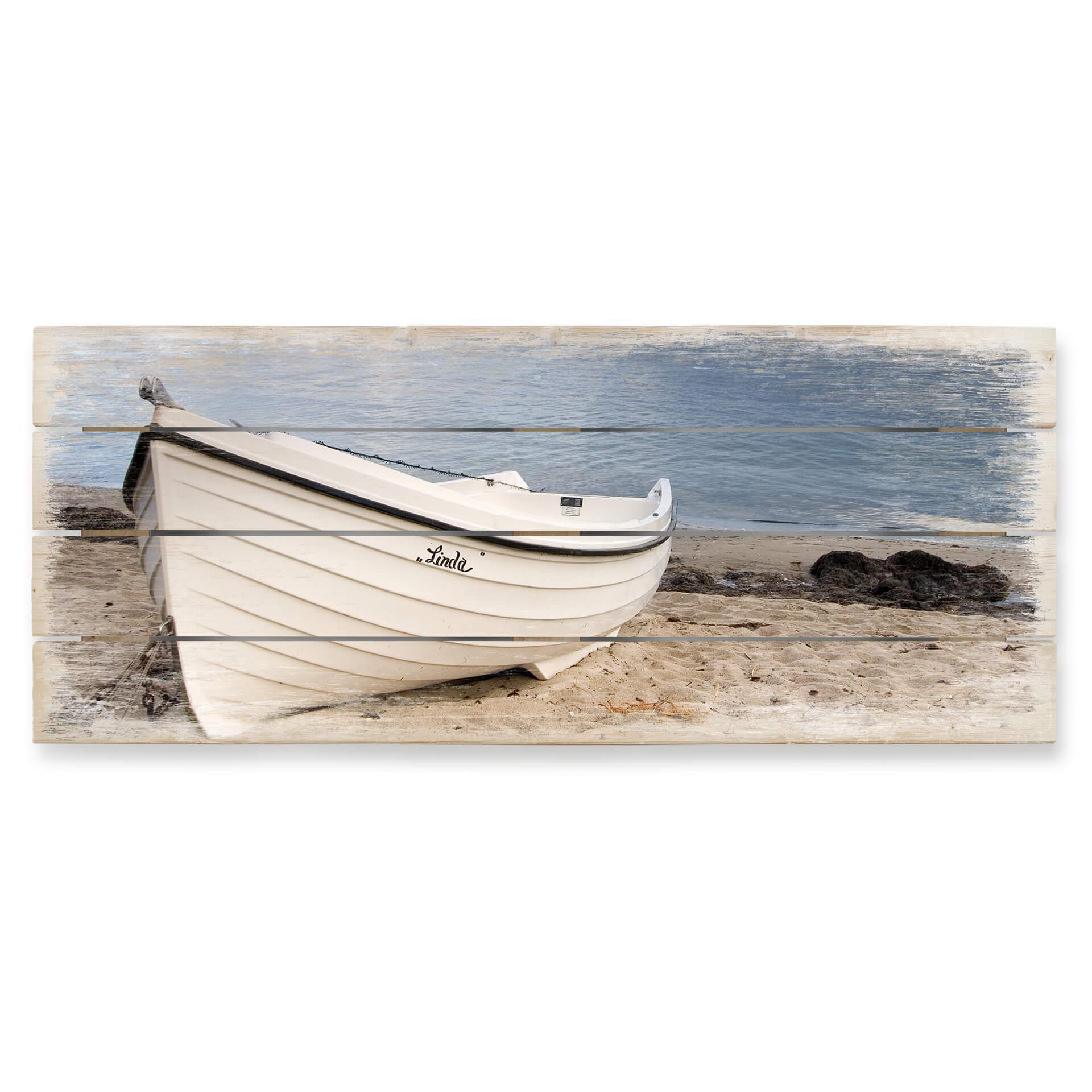 Idyllisk strand panorama - Print på træ