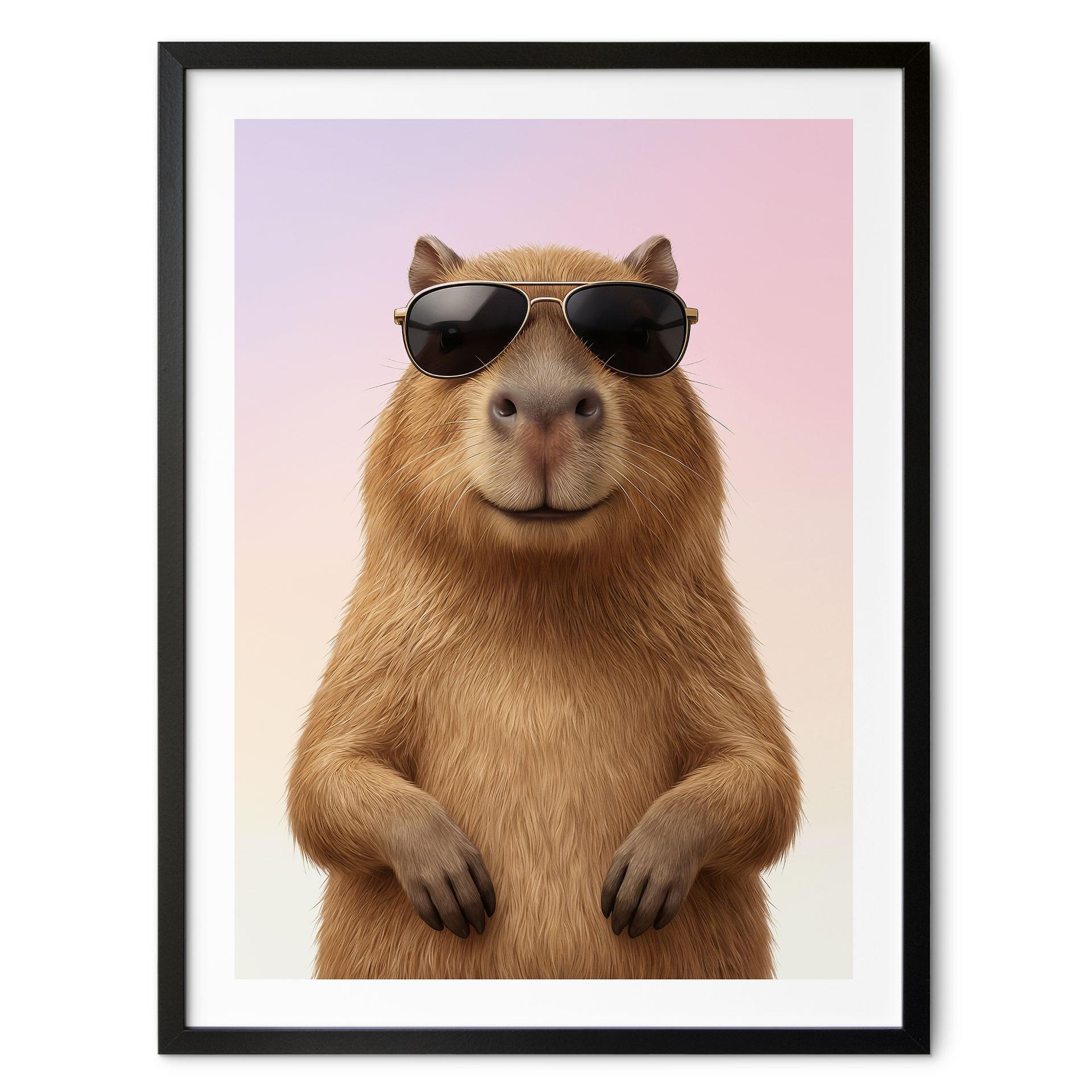Poster Cooles Capybara mit Sonnenbrille