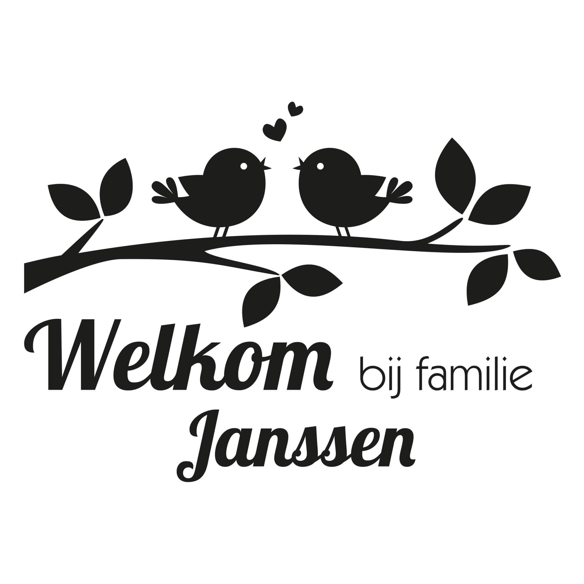 Muursticker + Naam Welkom bij familie