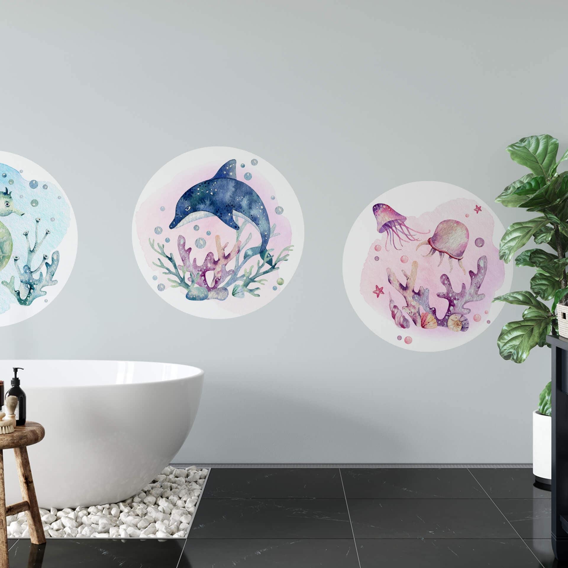 Wandtattoo Kvilis - Neugieriger Delfin - Rund