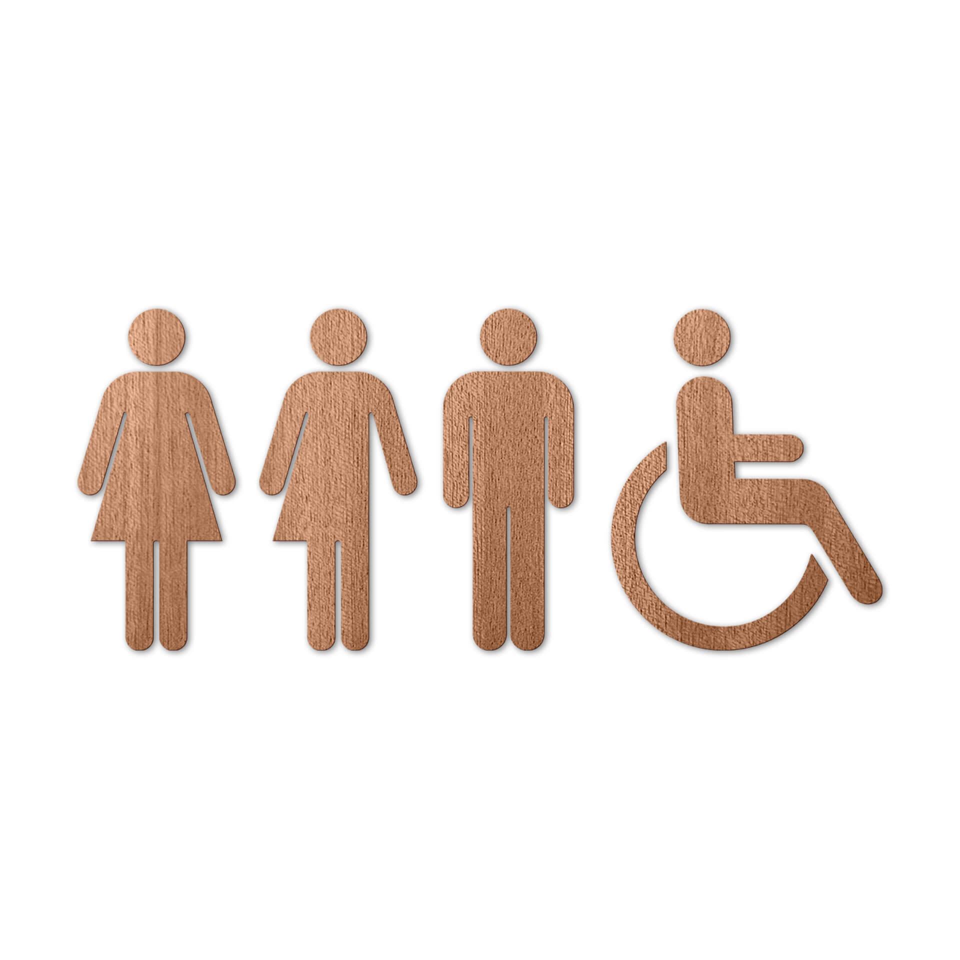 Houten Wanddecoratie Mahoniefineer Toilet Symbolen