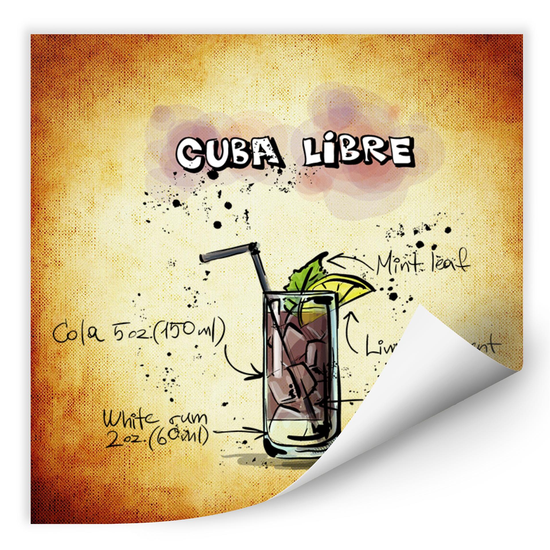 Zelfklevende Poster Cuba Libre Recipe