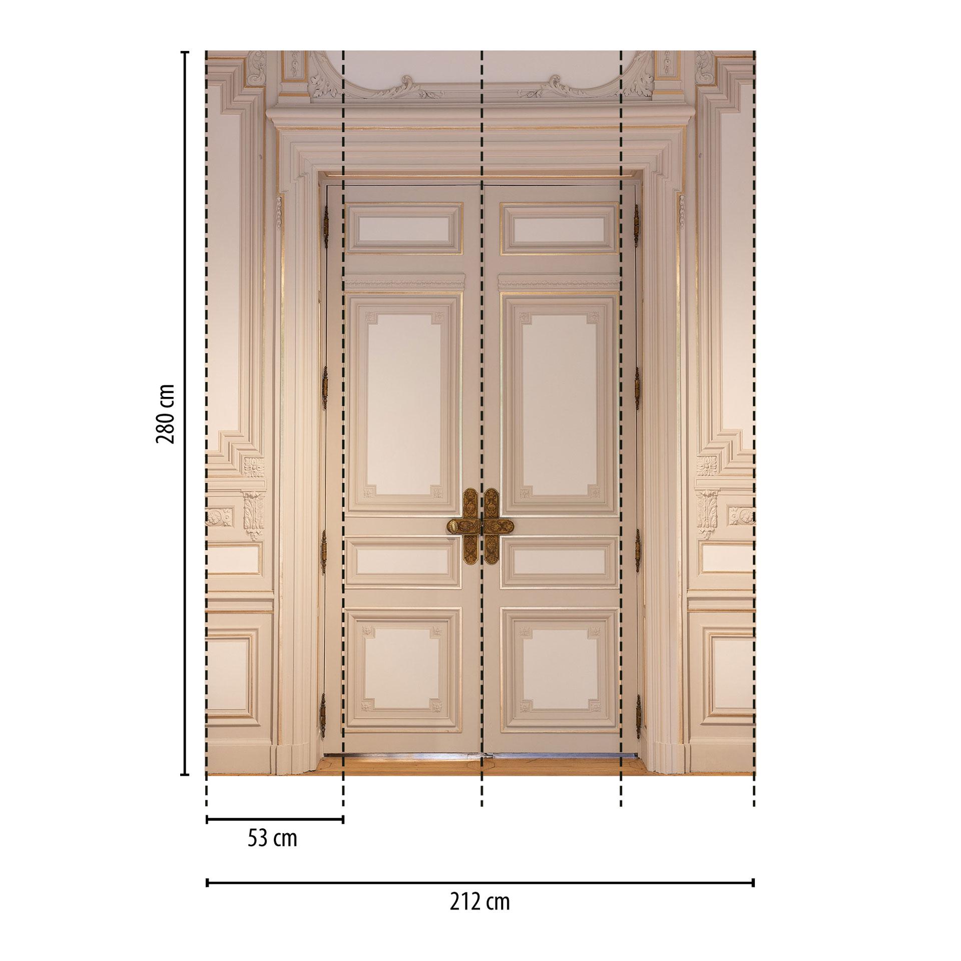 Dubbele deur barok beige - klassiek deurbehang met ornament - Vliesbehang 3D