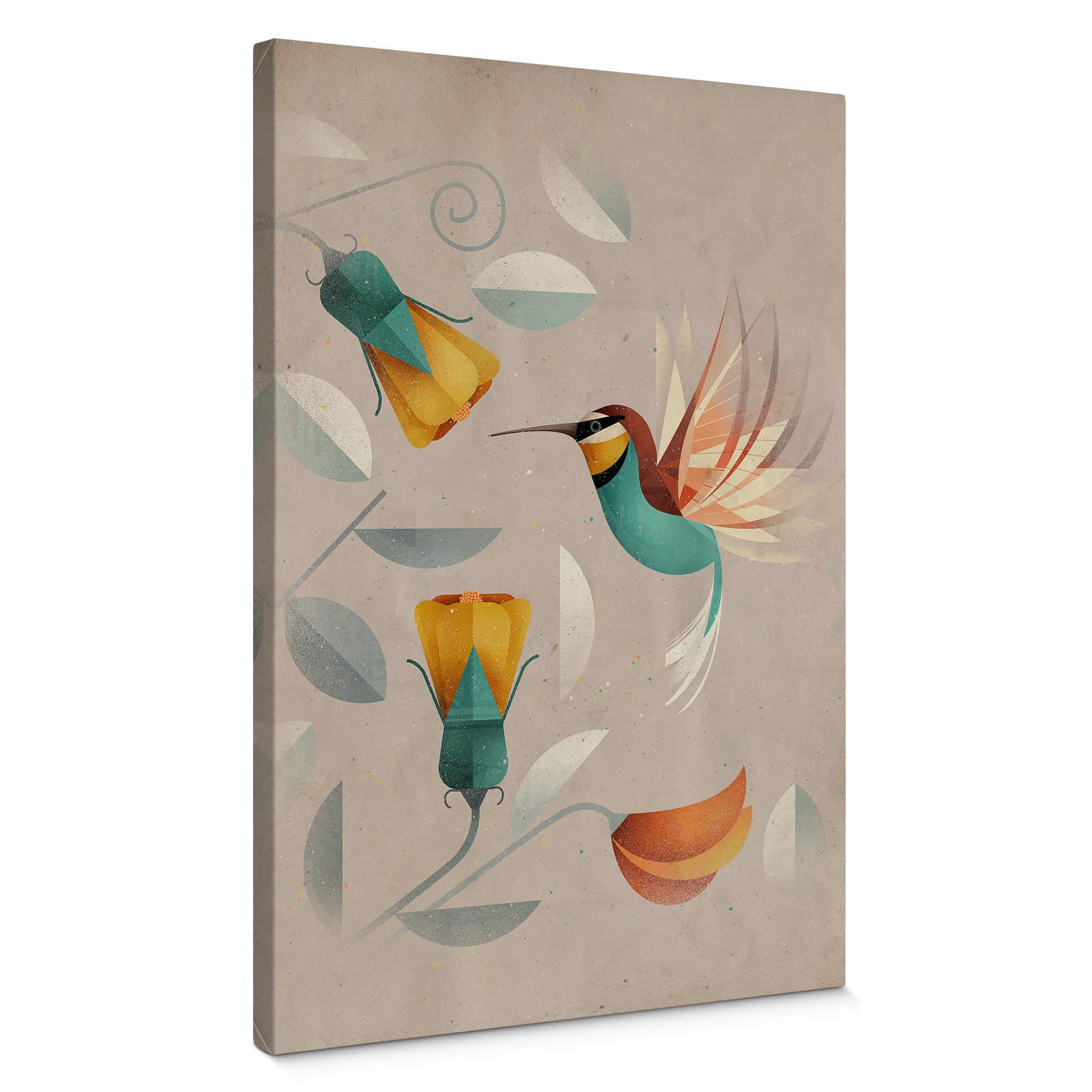 Canvastavla med fågelmotiv - Kolibri - Brun