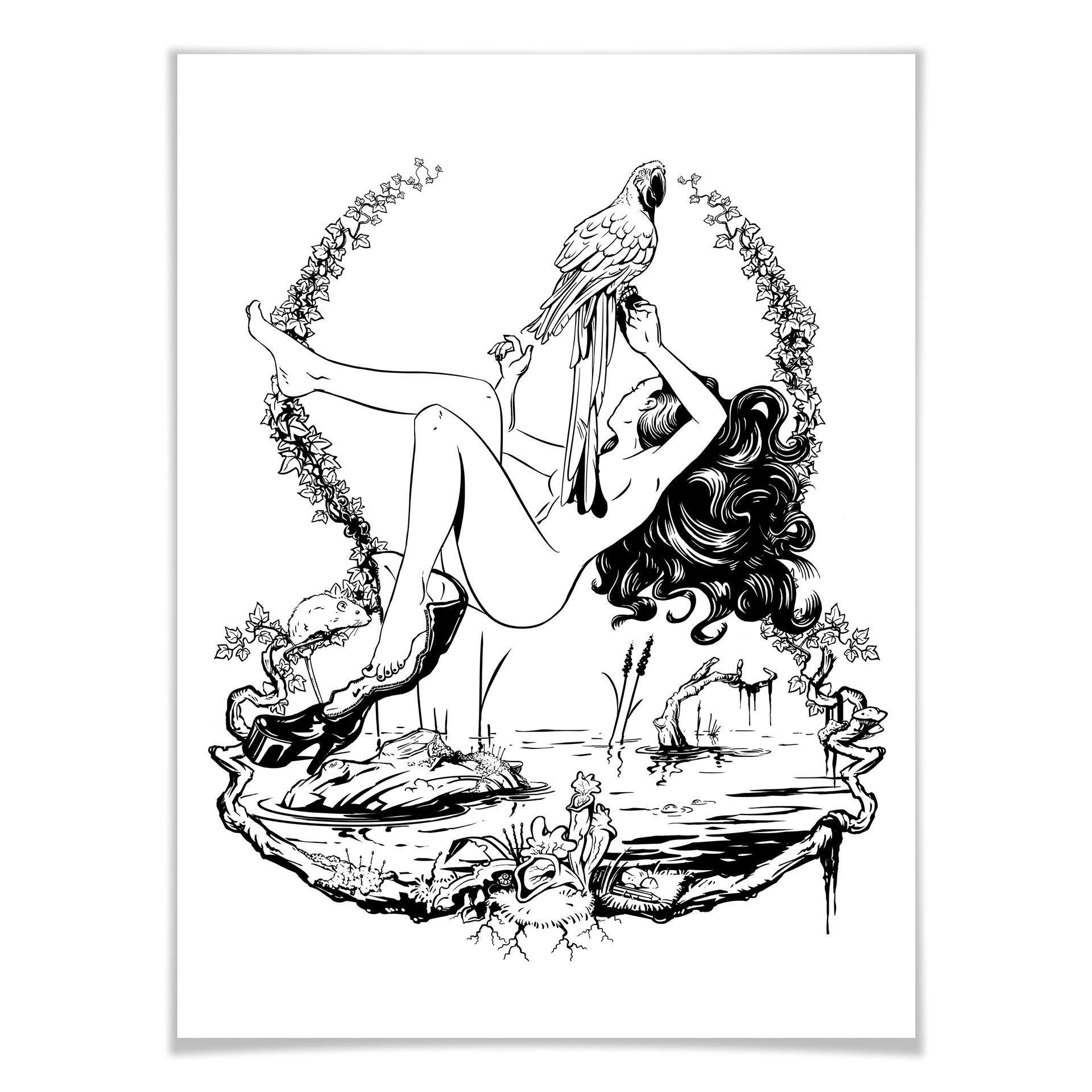 Plakat - Drawstore - Parrot 'n Girl