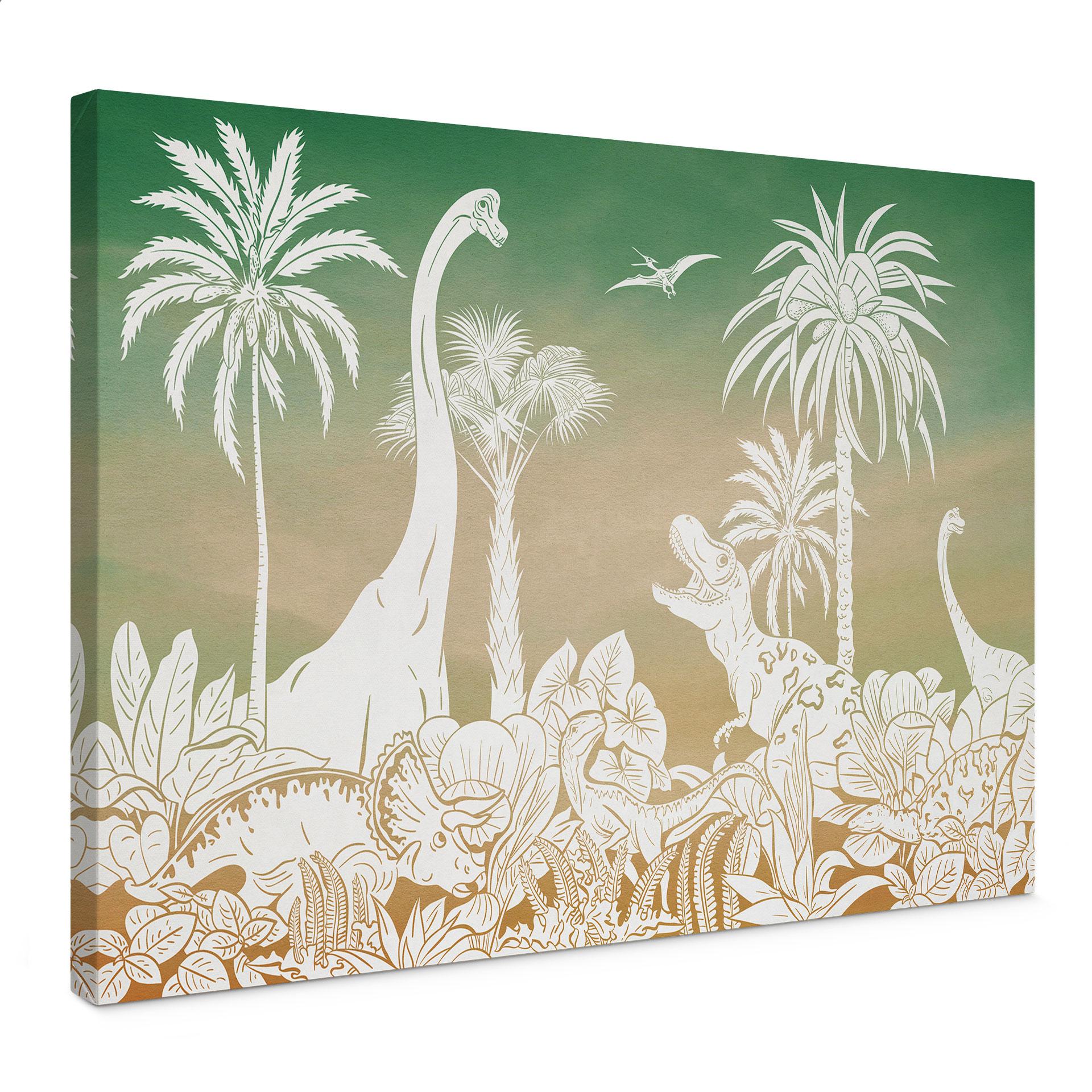 Canvasbillede Eventyrlig tur til dinosaurerne - Ombre - Kikki Belle