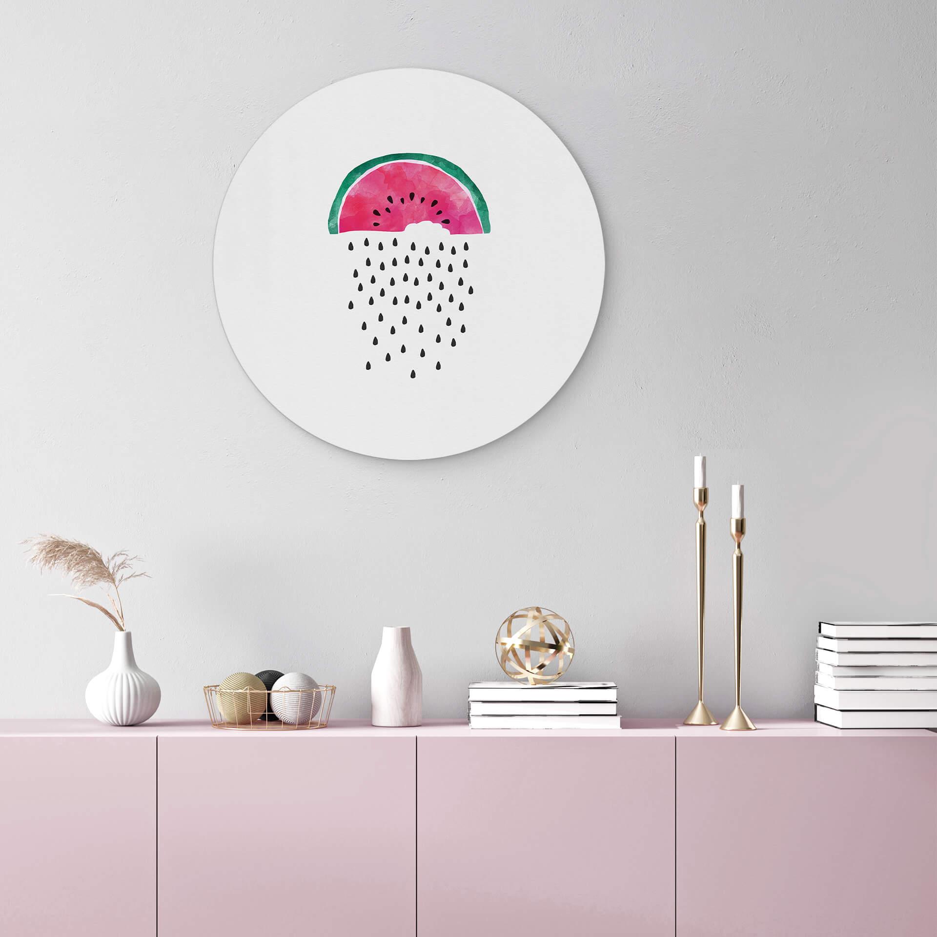 Alu-Dibond Orara Studio - Wassermelonen Regen - Rund