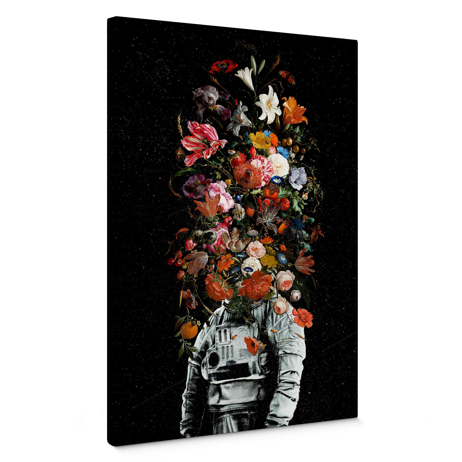 Lærredsprint - Astronaut med blomsterarrangement - Nicebleed