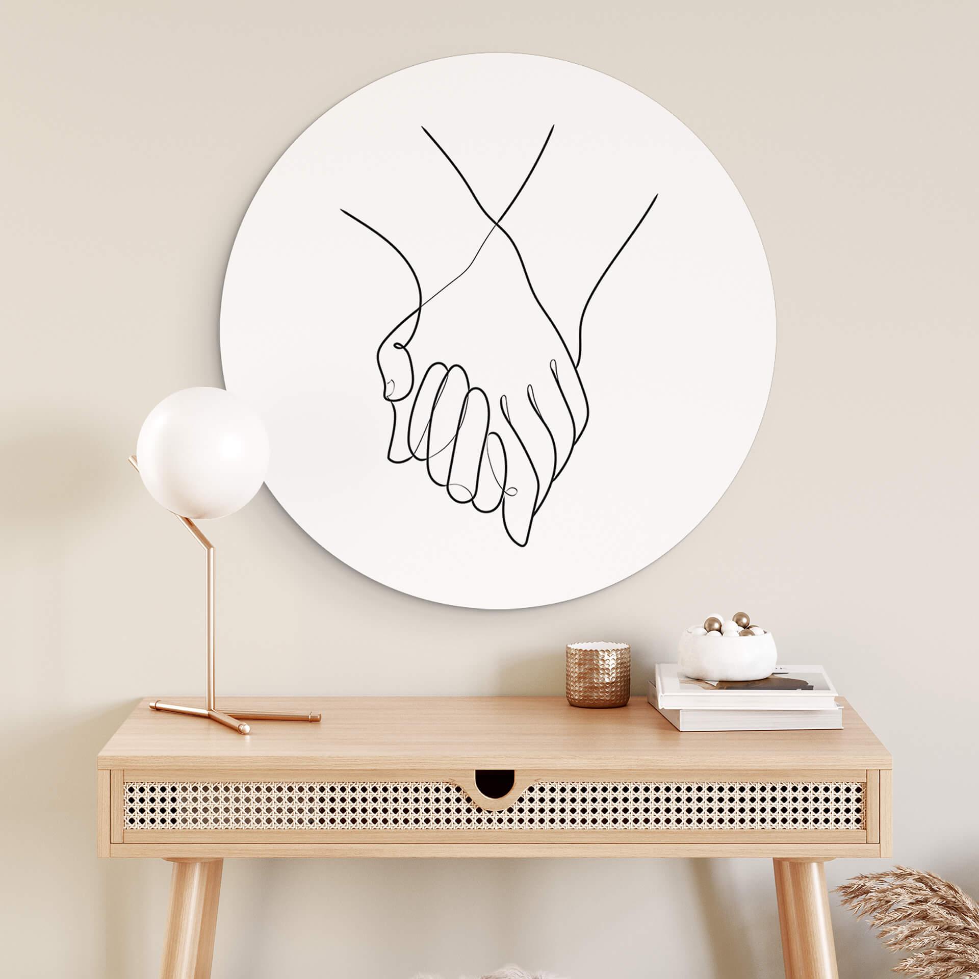 Wandcirkel 1X Studio - Line Art Hand in Hand