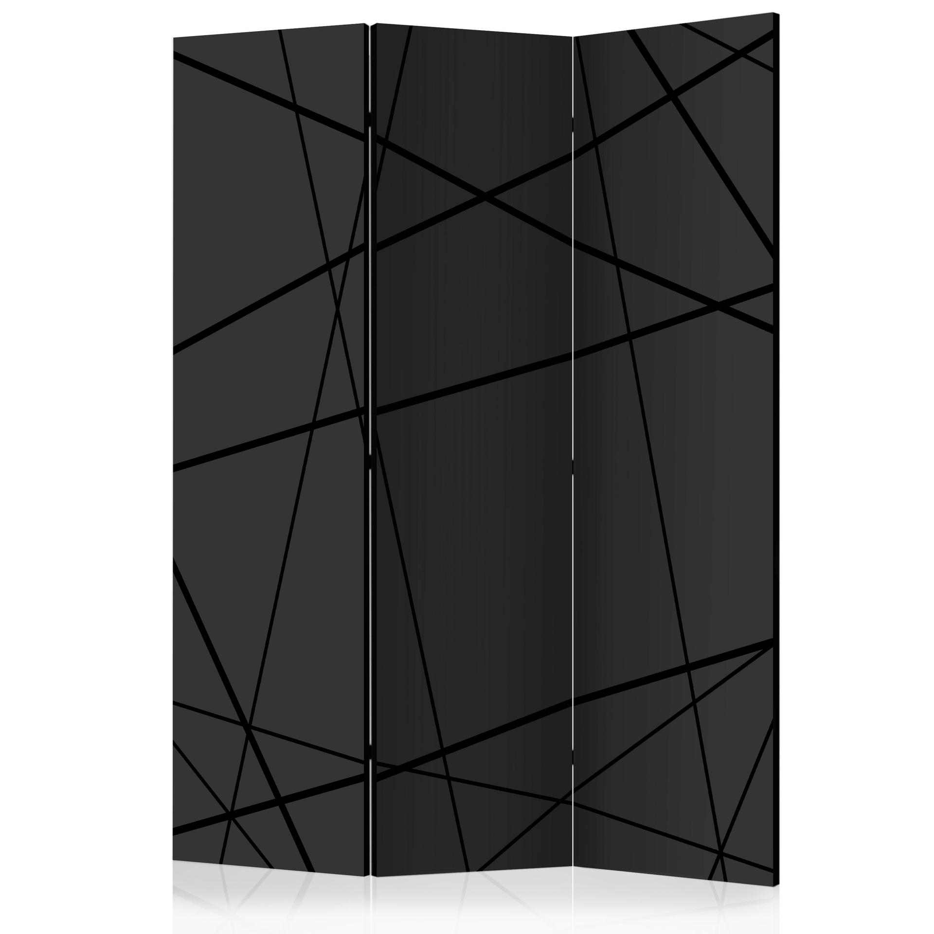 Screen room divider - Mørkt edderkoppespind, 3-delt