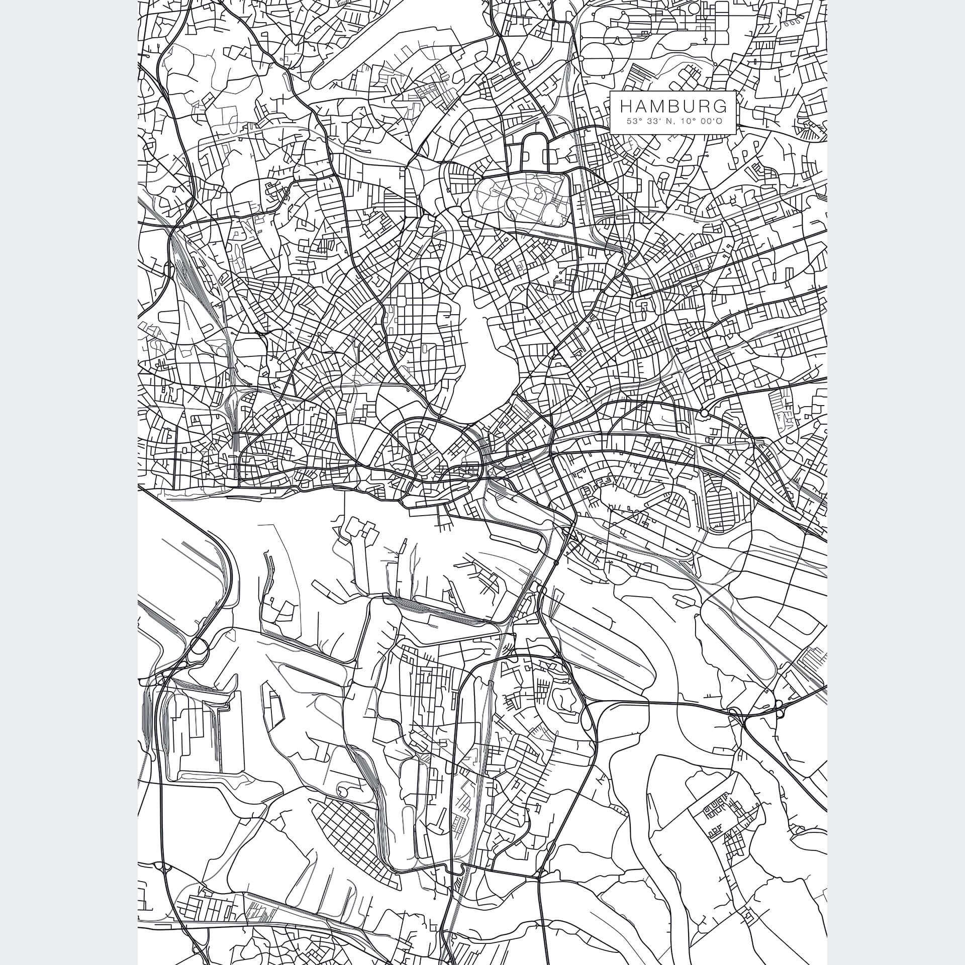 Fotobehang Kaart van Hamburg