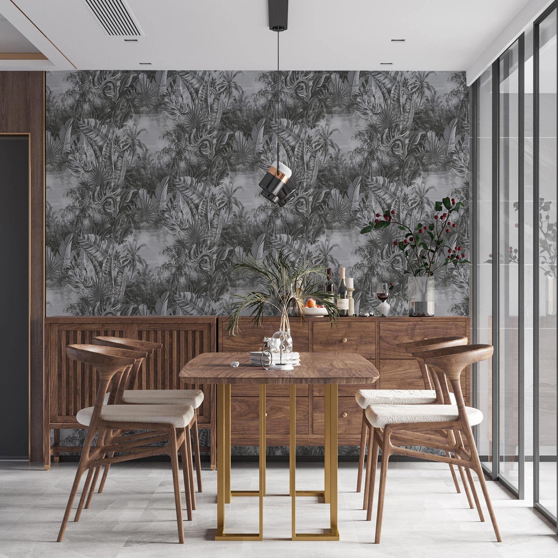 Livingwalls Dschungeltapete My Home My Spa Vliestapete Natural Cosy Home tropisch grau, dunkelgrau