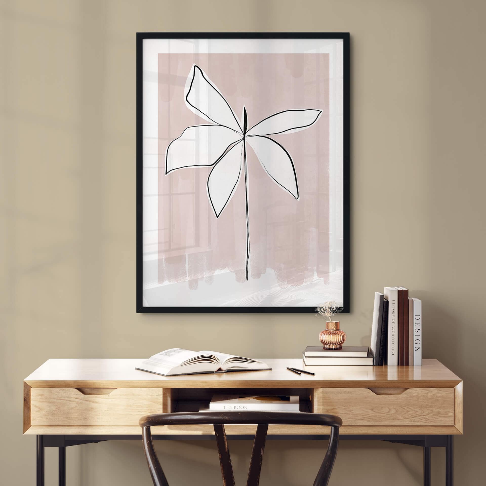 Poster Uplusmestudio - Line Art Flower - Abstracte Bloem