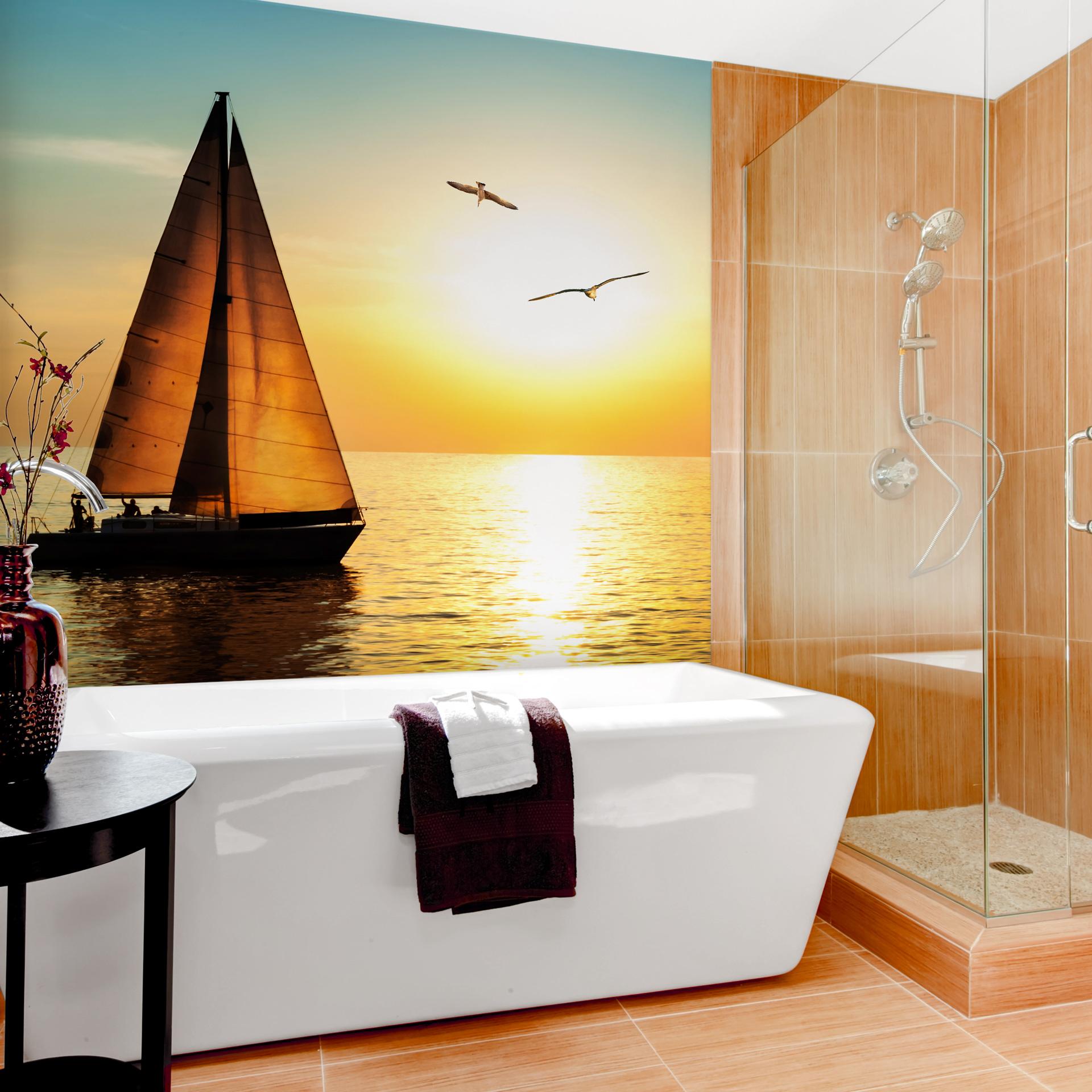 Papier peint photo Voilier au coucher du soleil - 240x260 cm