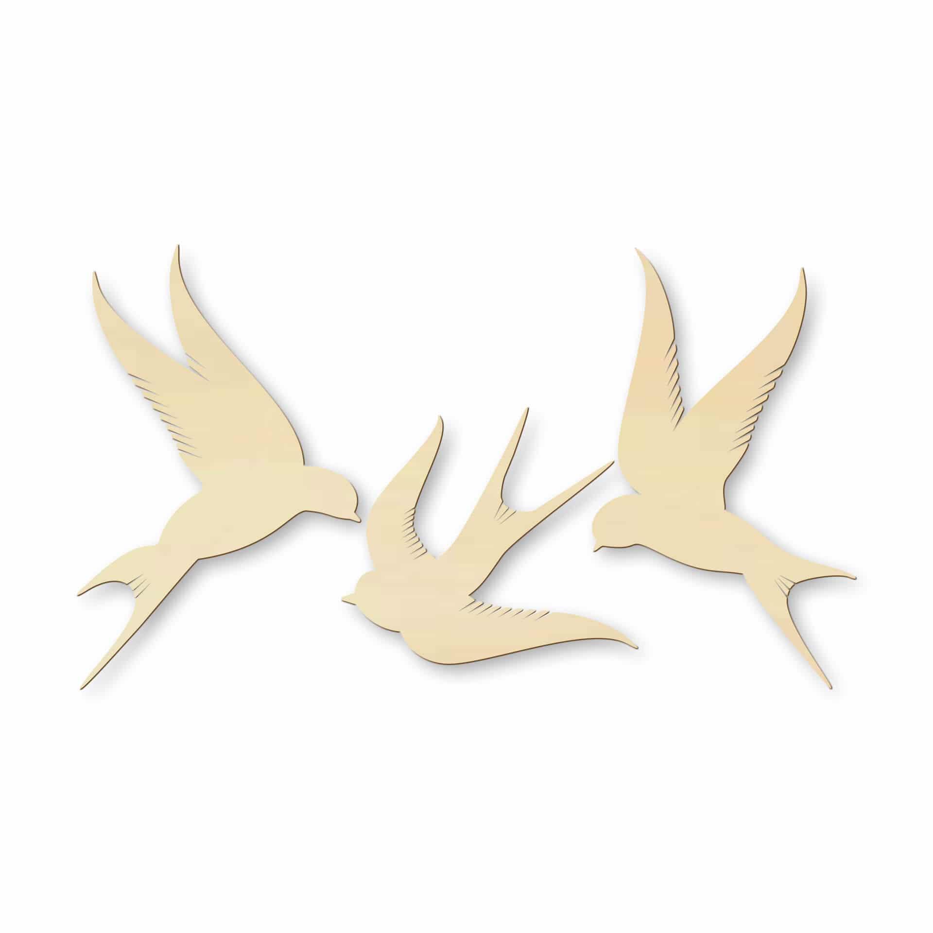 Decoro in legno pioppo Uccellini (3-pezzi)