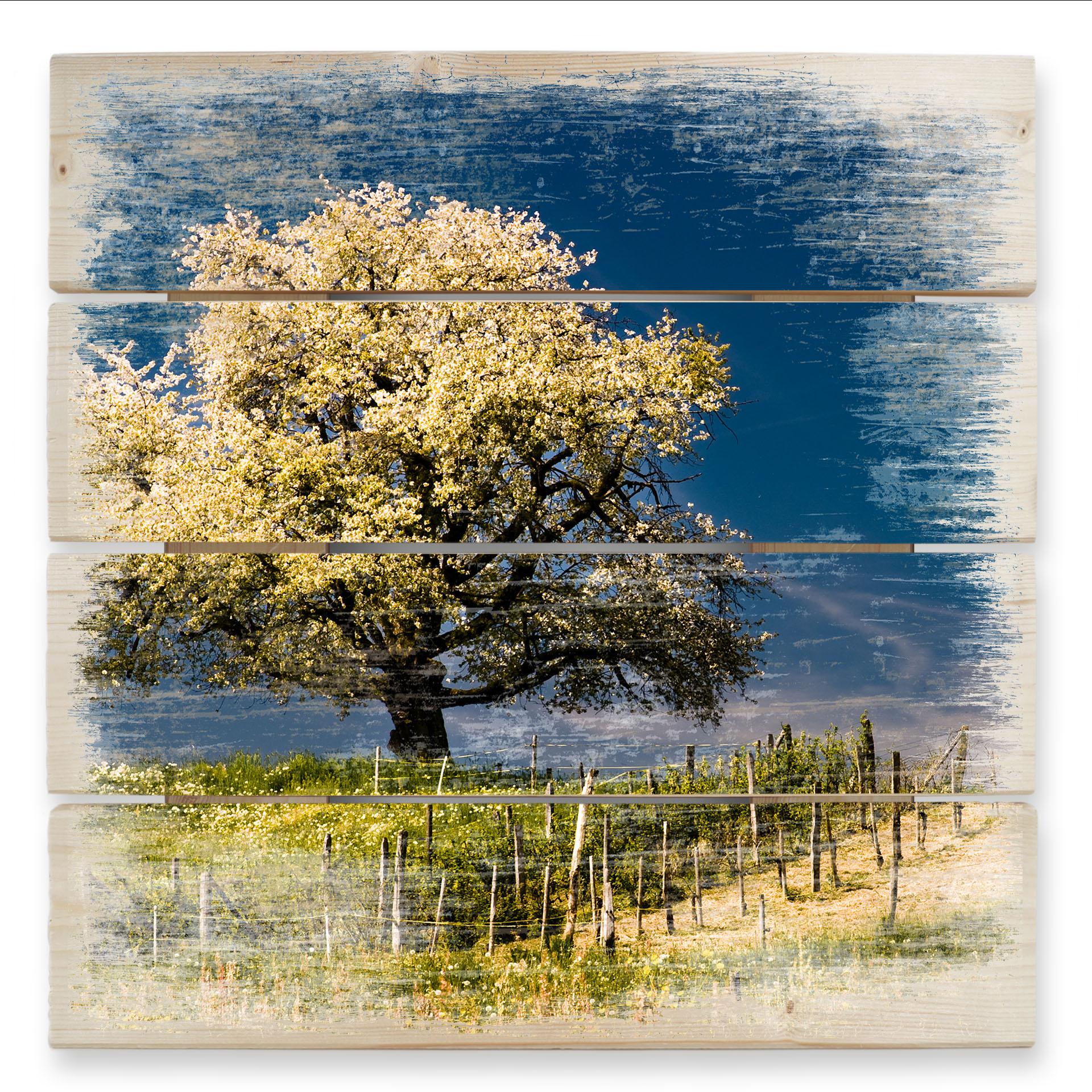 Cuadro de madera Flores de abril - 40x41,5 cm