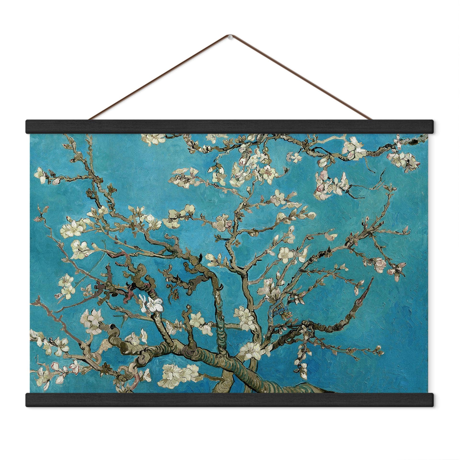 Textielposter - Amandelbloesem zwart-wit - van Gogh
