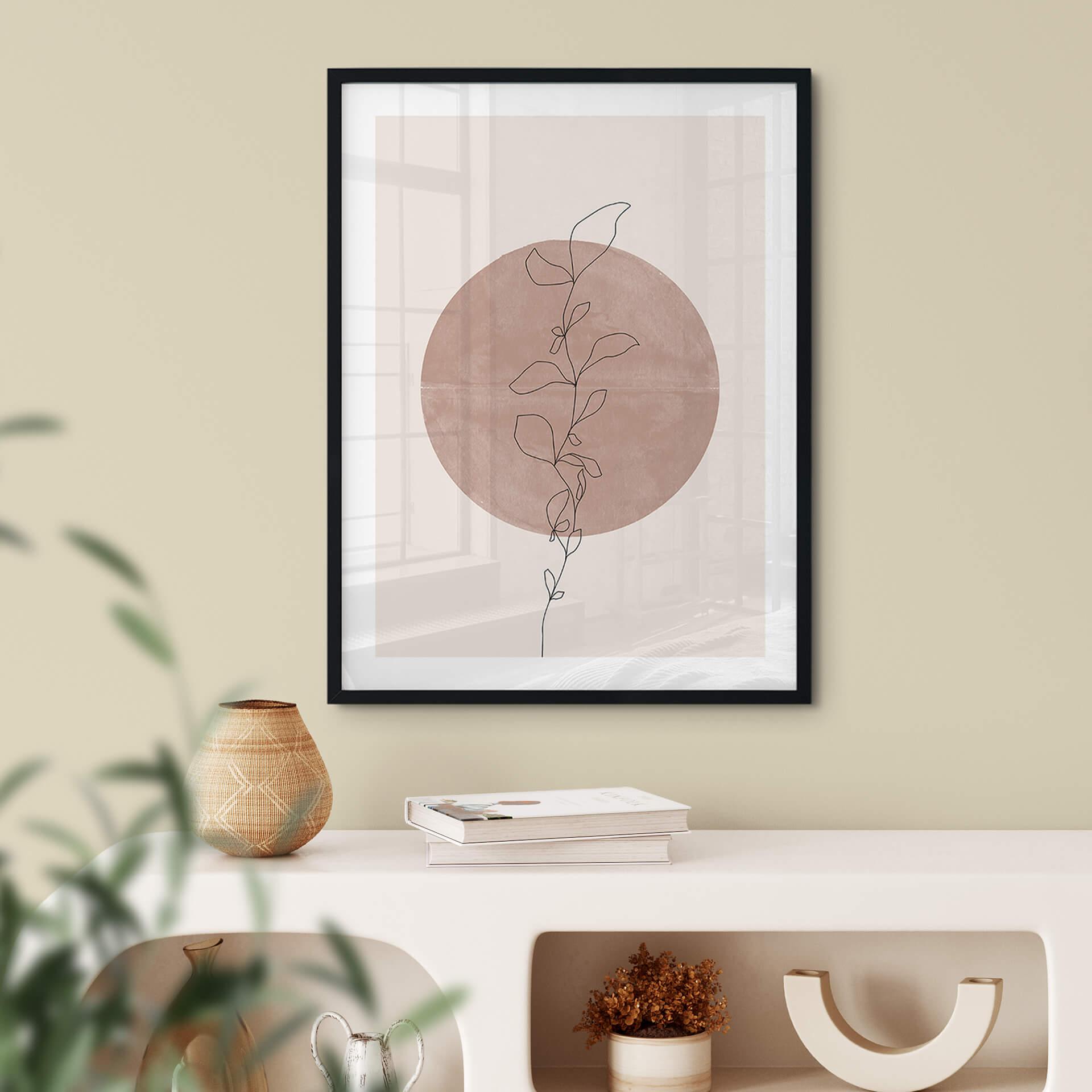 Plakat The Miuus Studio - Line Art - Roślina przed księżycem w pełni