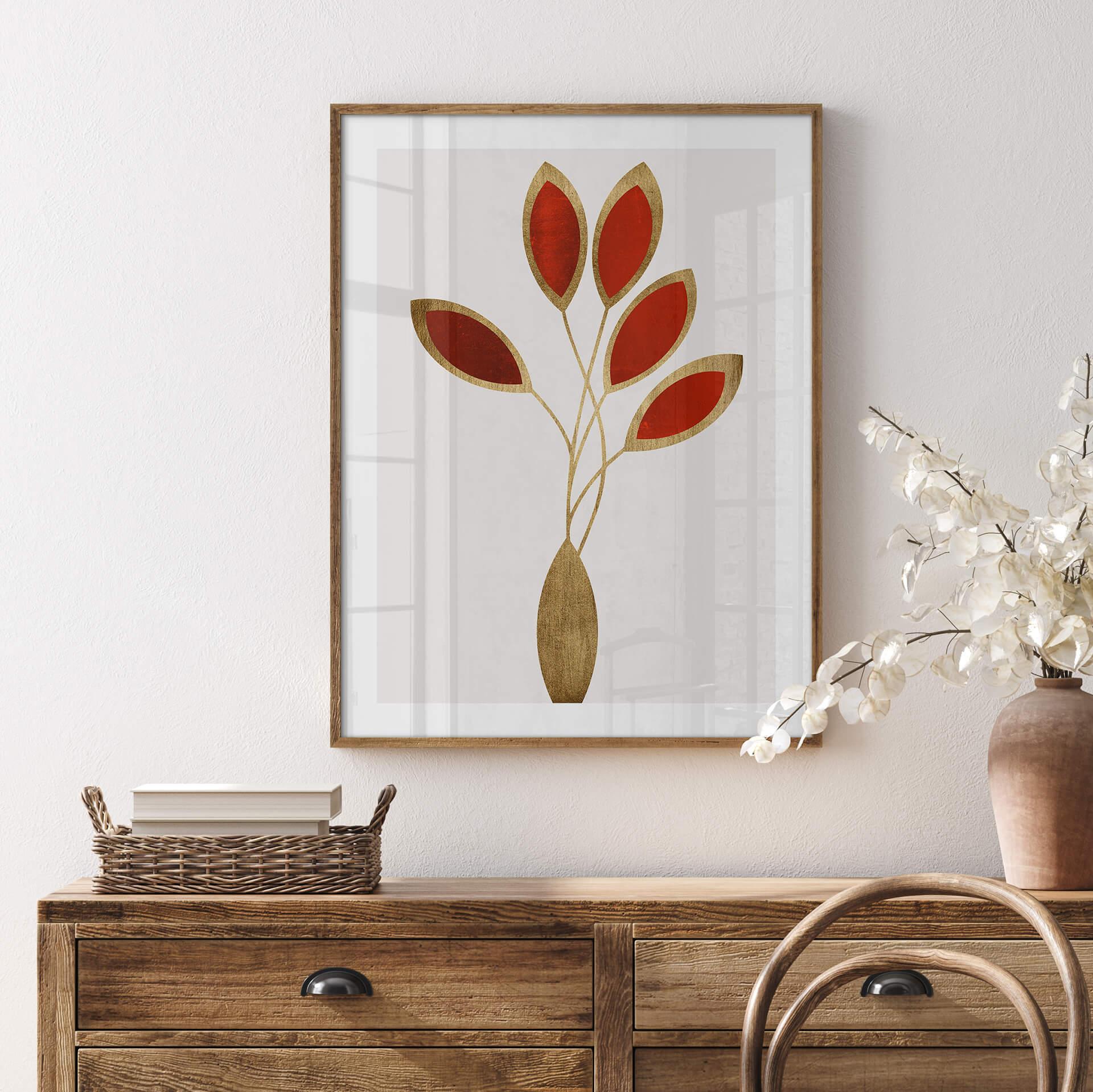 Plakat Kubistika - Cinco Red Gold