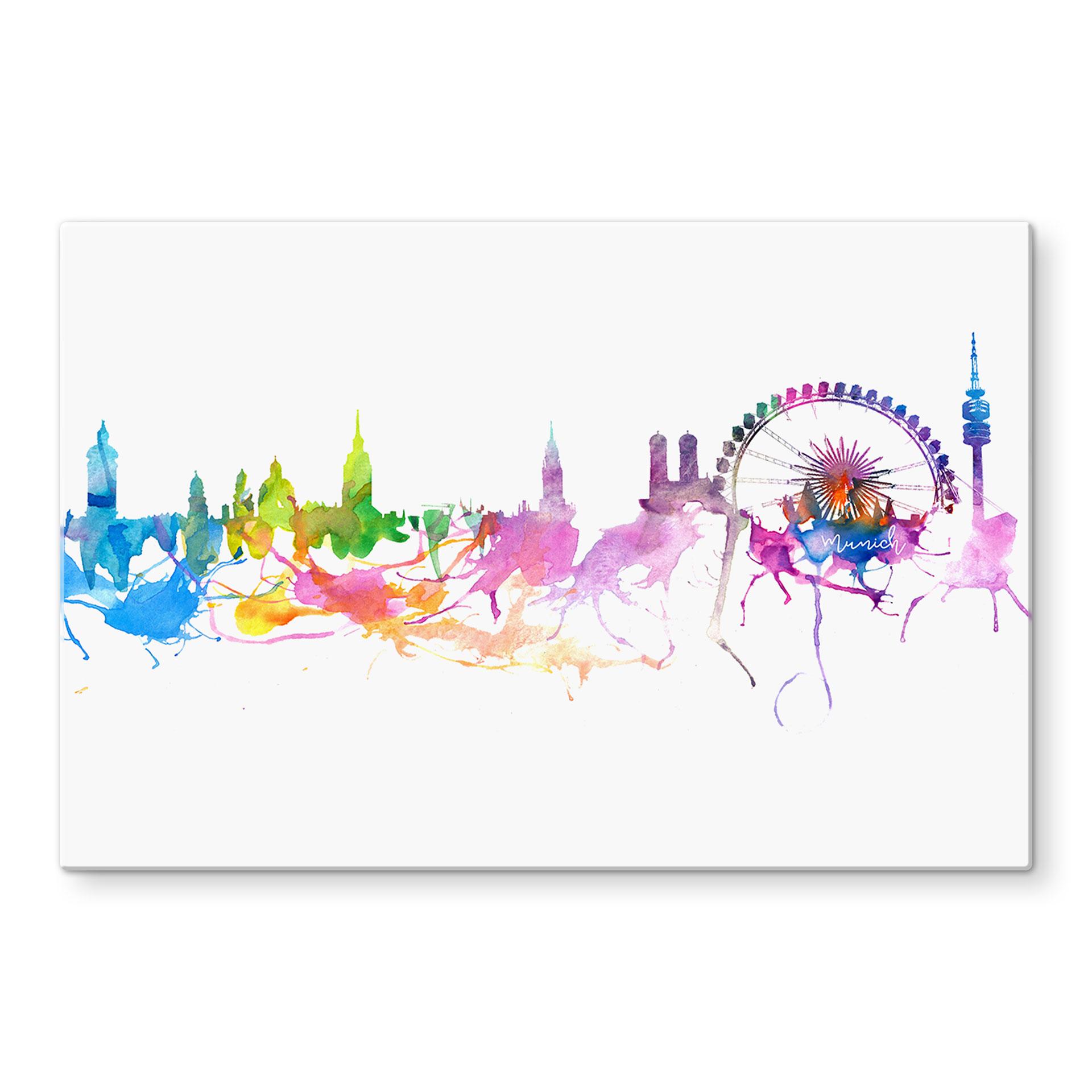 Stænkplade - Bleichner - München Akvarel Skyline
