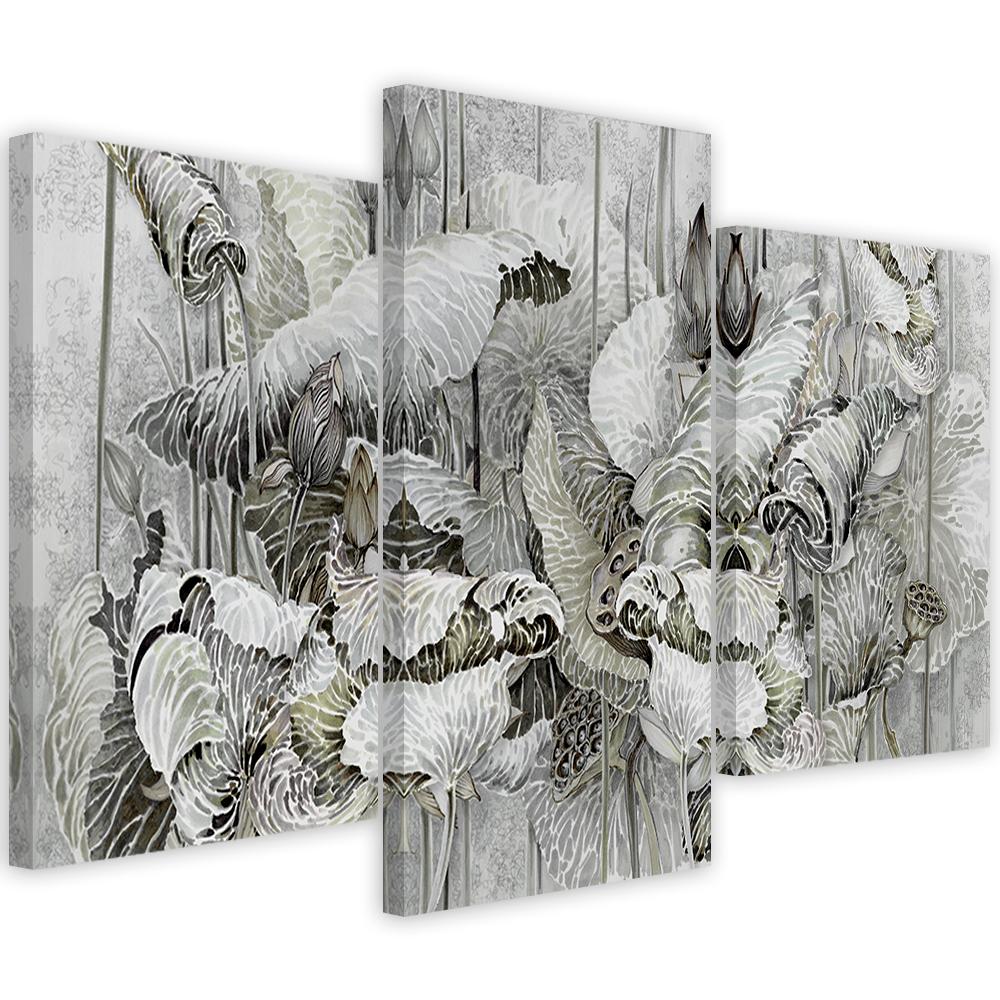 3 stykke lærredstryk, Saint Lotus-blomster