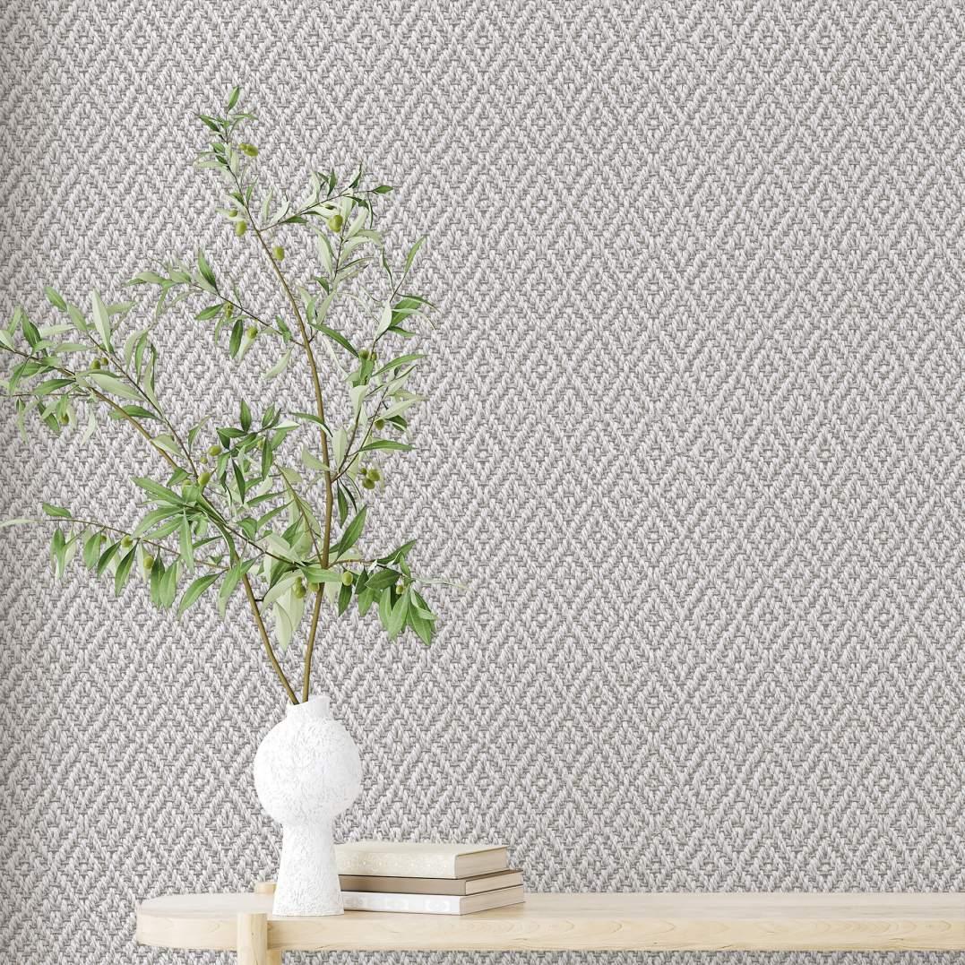 grafisk tapet, non-woven tapet Flora grå