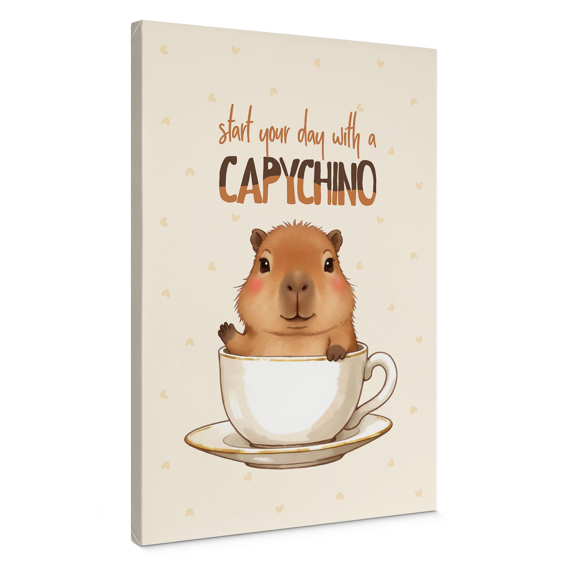 Canvasbillede Capybara i kaffe - Capychino