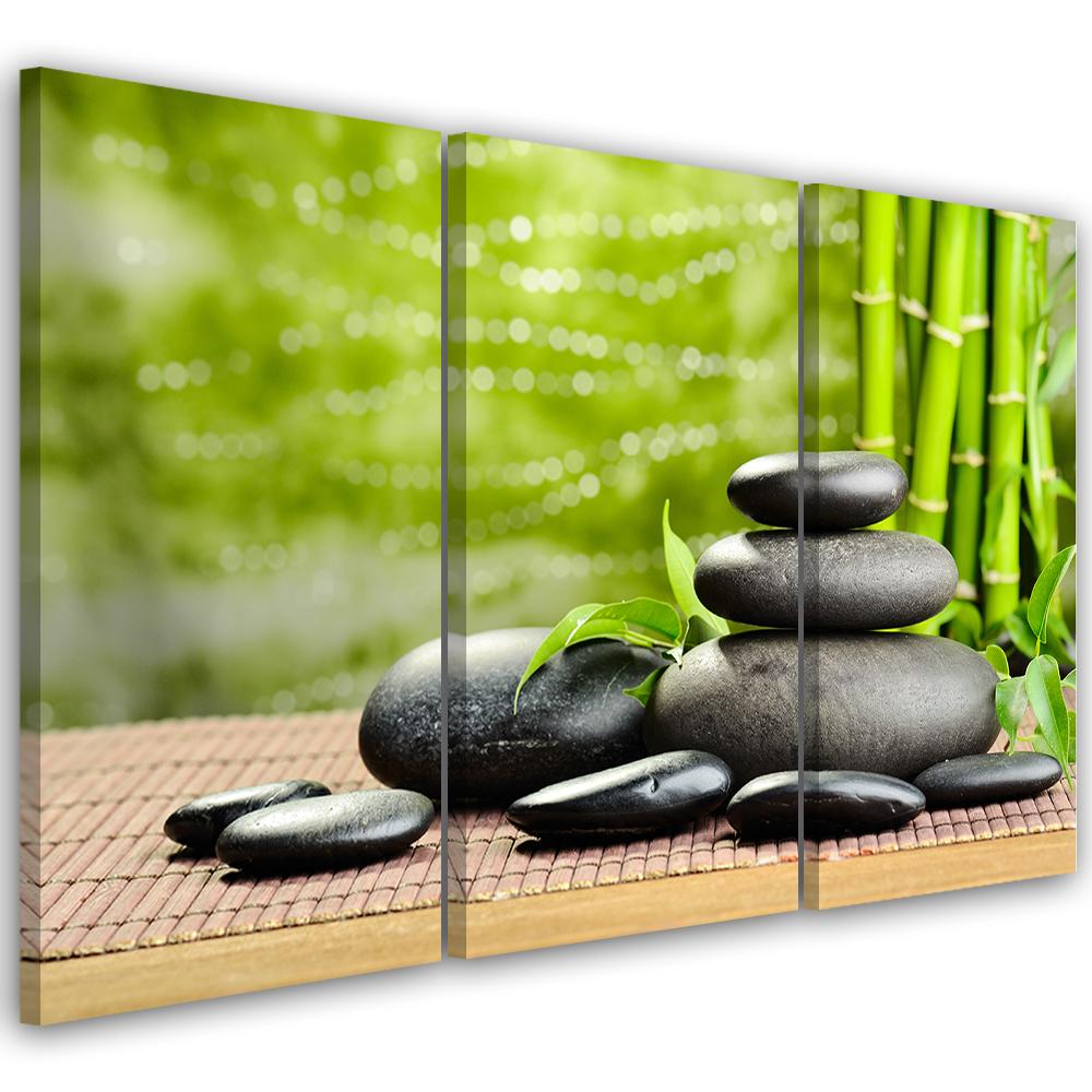 3 stykke lærredstryk Stones Bamboo Zen Spa