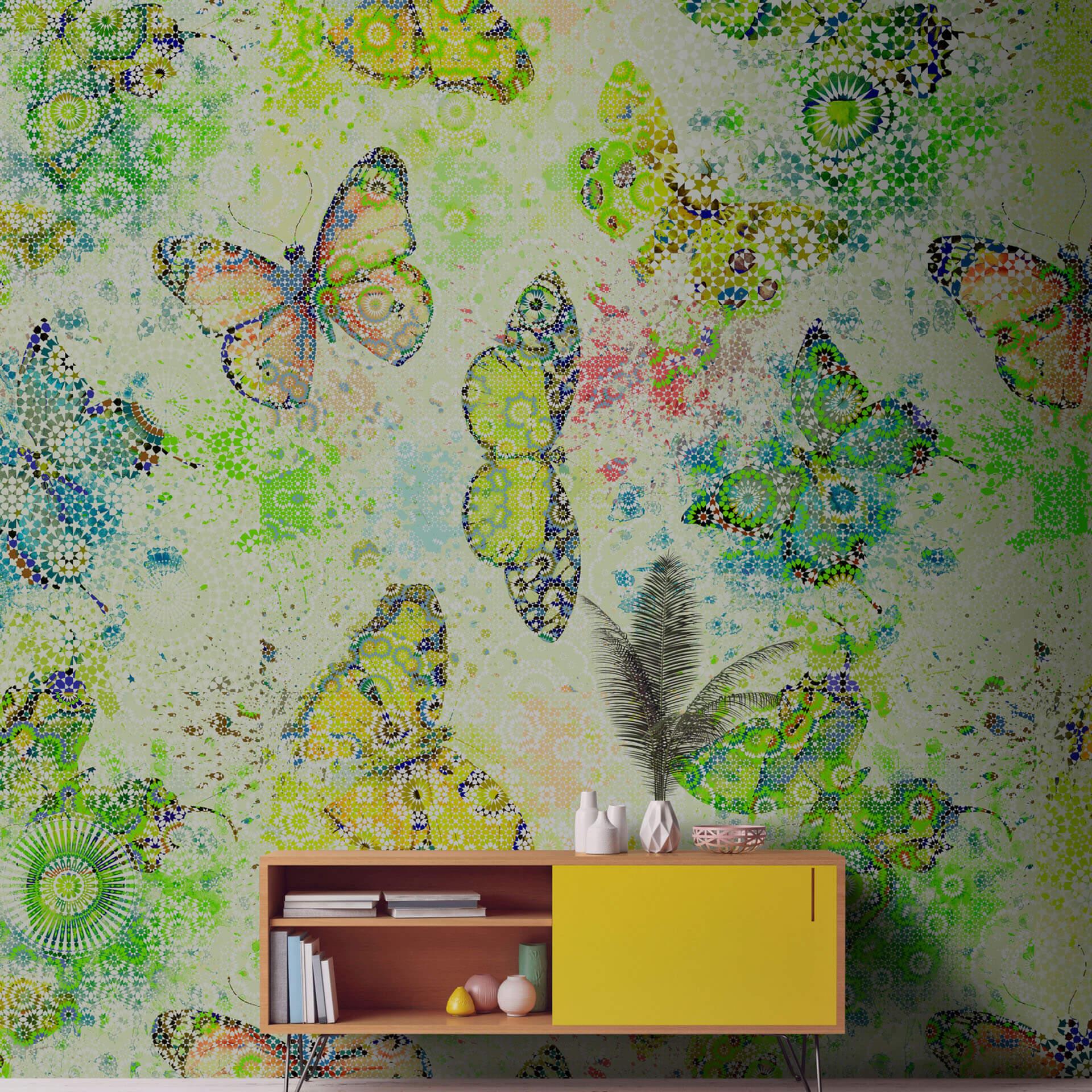 Livingwalls Fototapet Walls by Patel Mosaic Butterflies 3