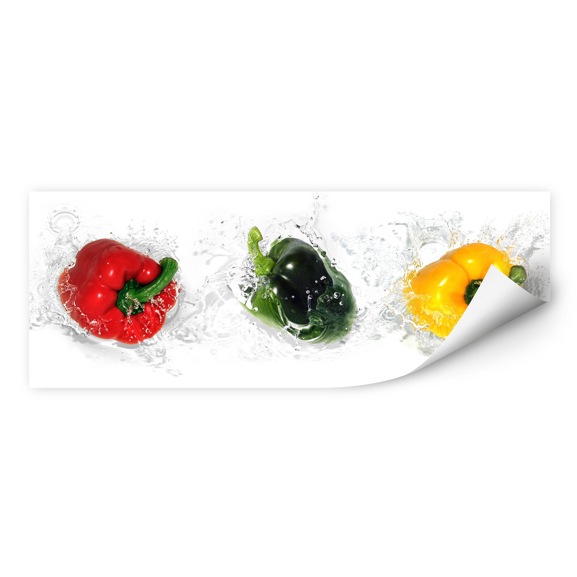 Muurprints - Splashing Paprika - Panorama