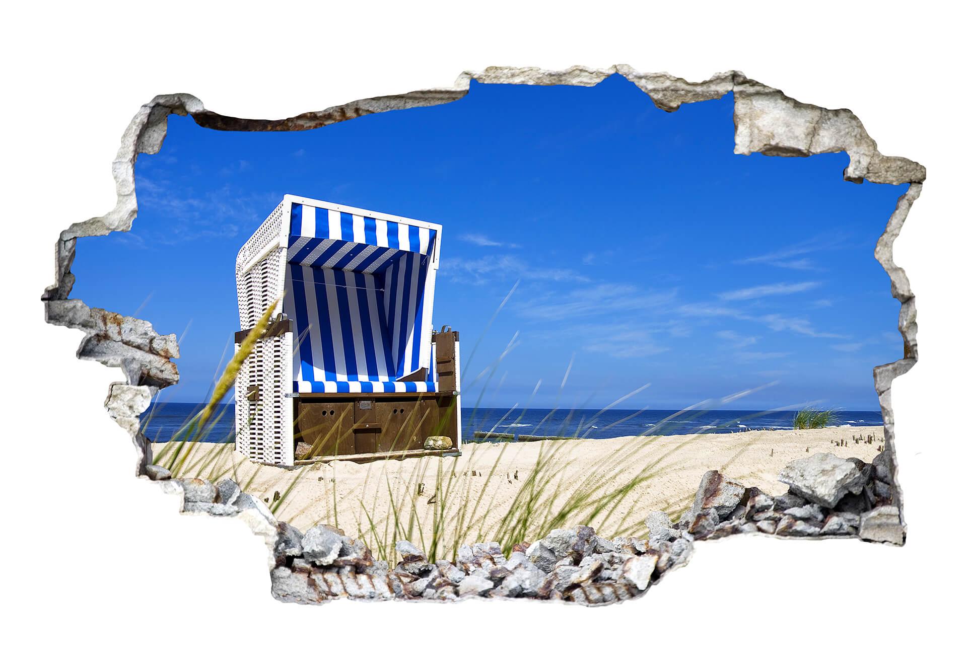 3D Muursticker Strandstoel