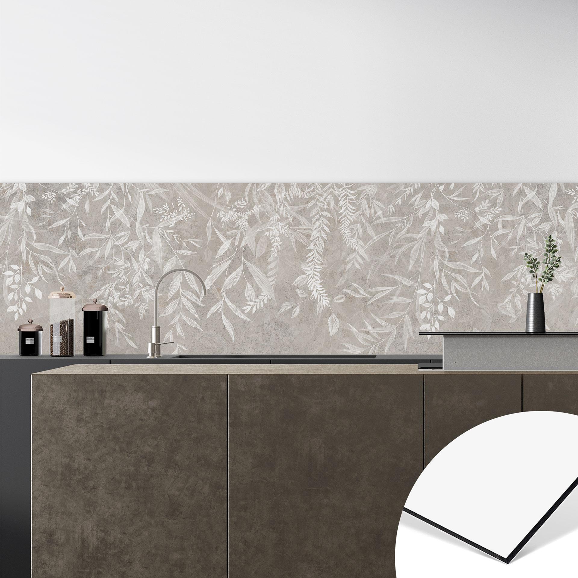 Küchenrückwand Elegante Weidenzweige in Beige - Ms Tiff