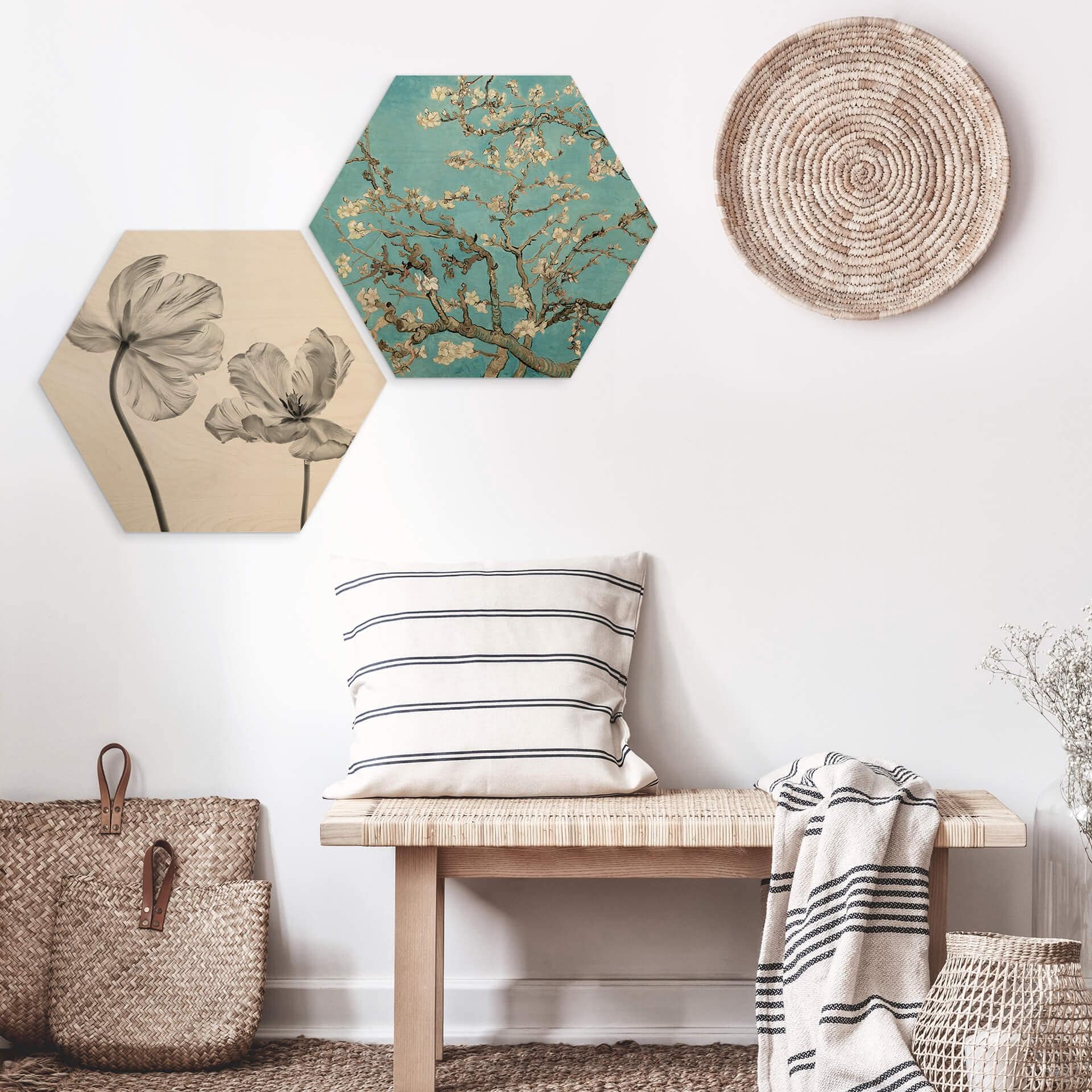 Hexagon Hout van Gogh - Amandelbloesem