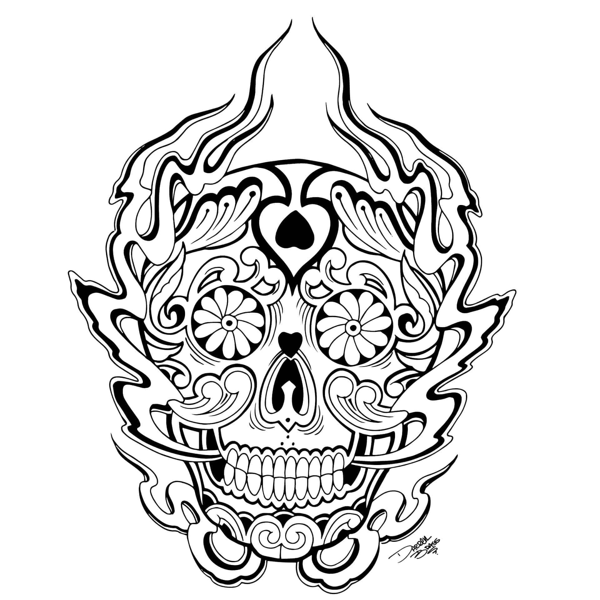 Mural de ventana Miami Ink Mexican death mask 1