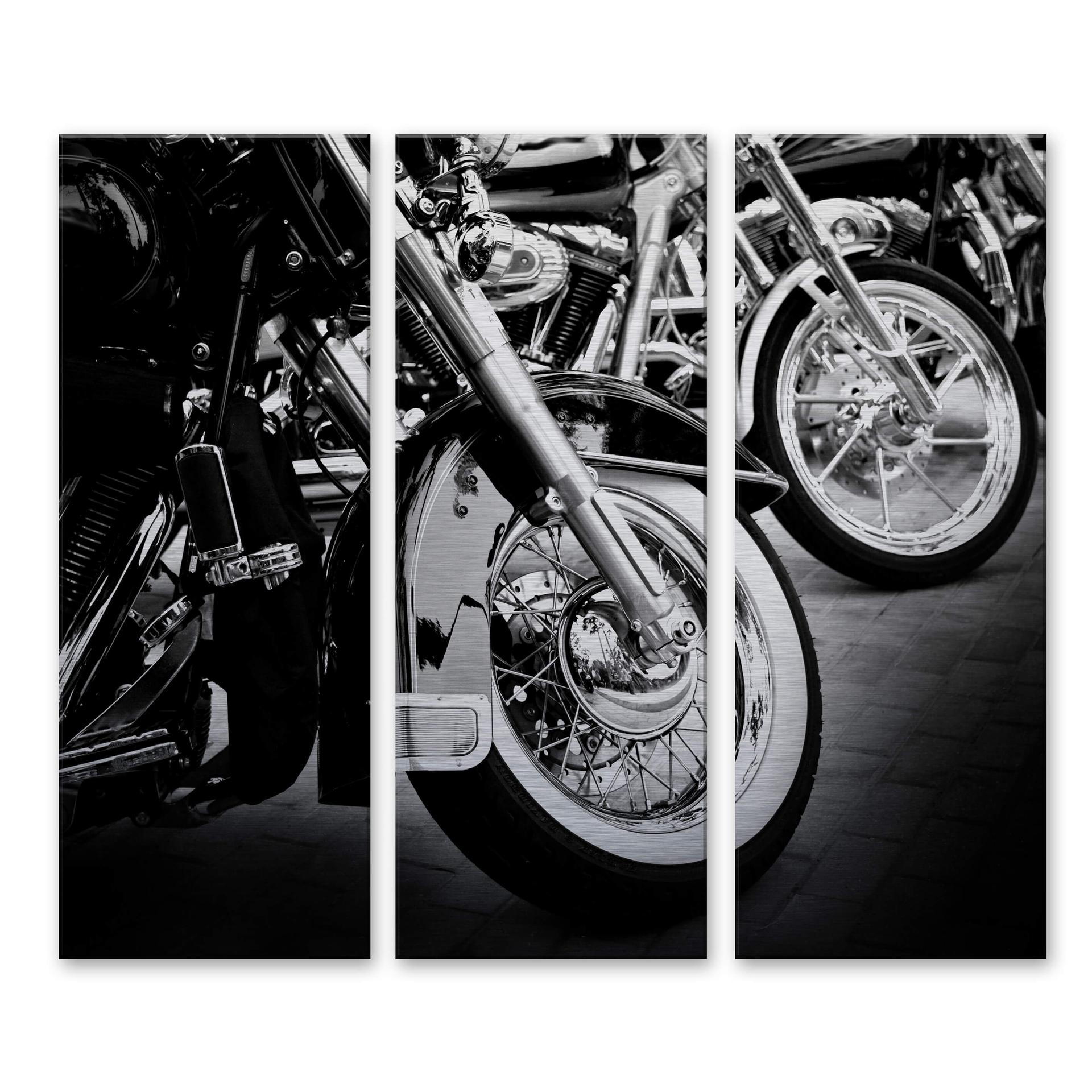 Tableau en alu-Dibond Roues de moto (3 parties)